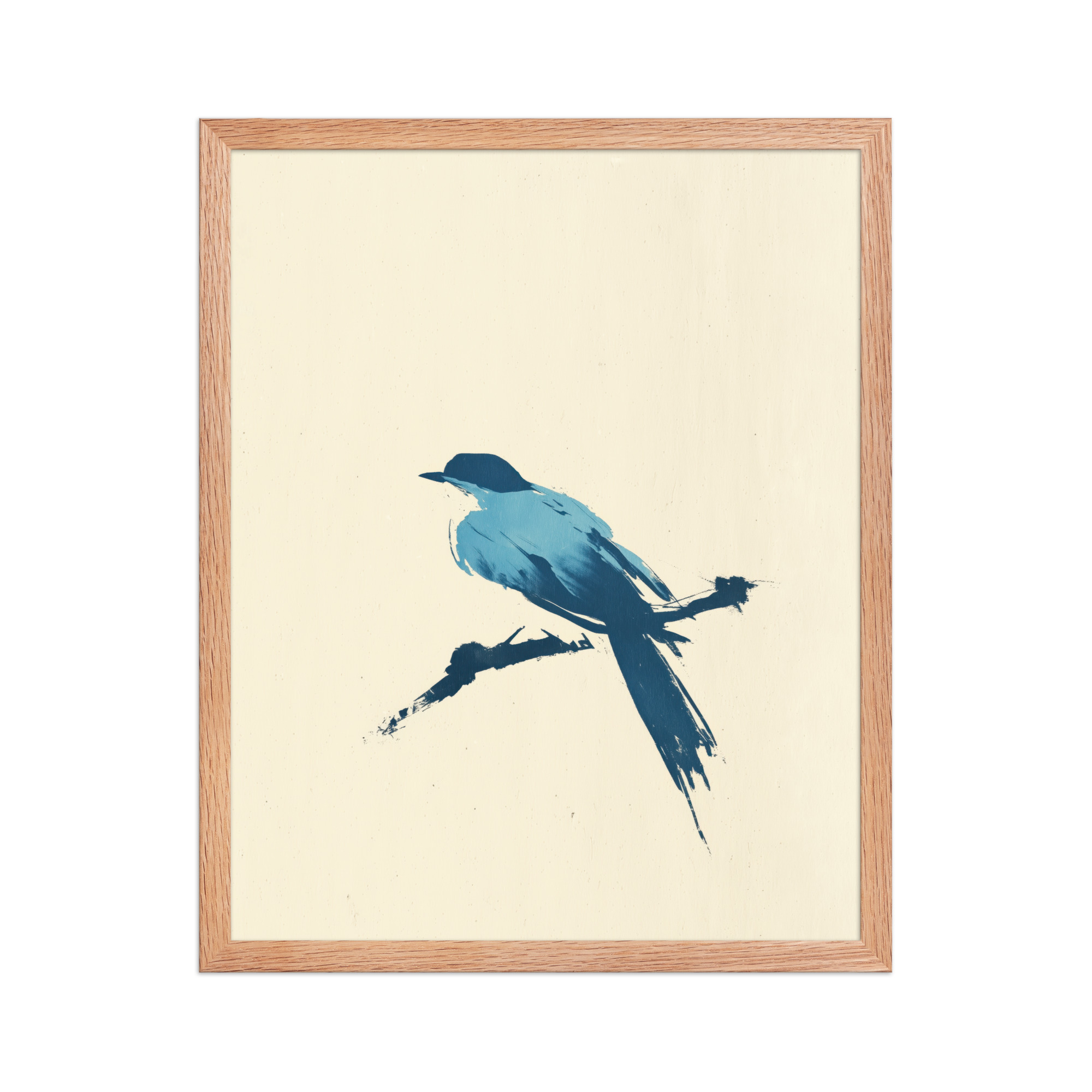 Bluebird Perch — Minimal Brush Bird on Branch Wall Decor — Framed Poster - Image 13