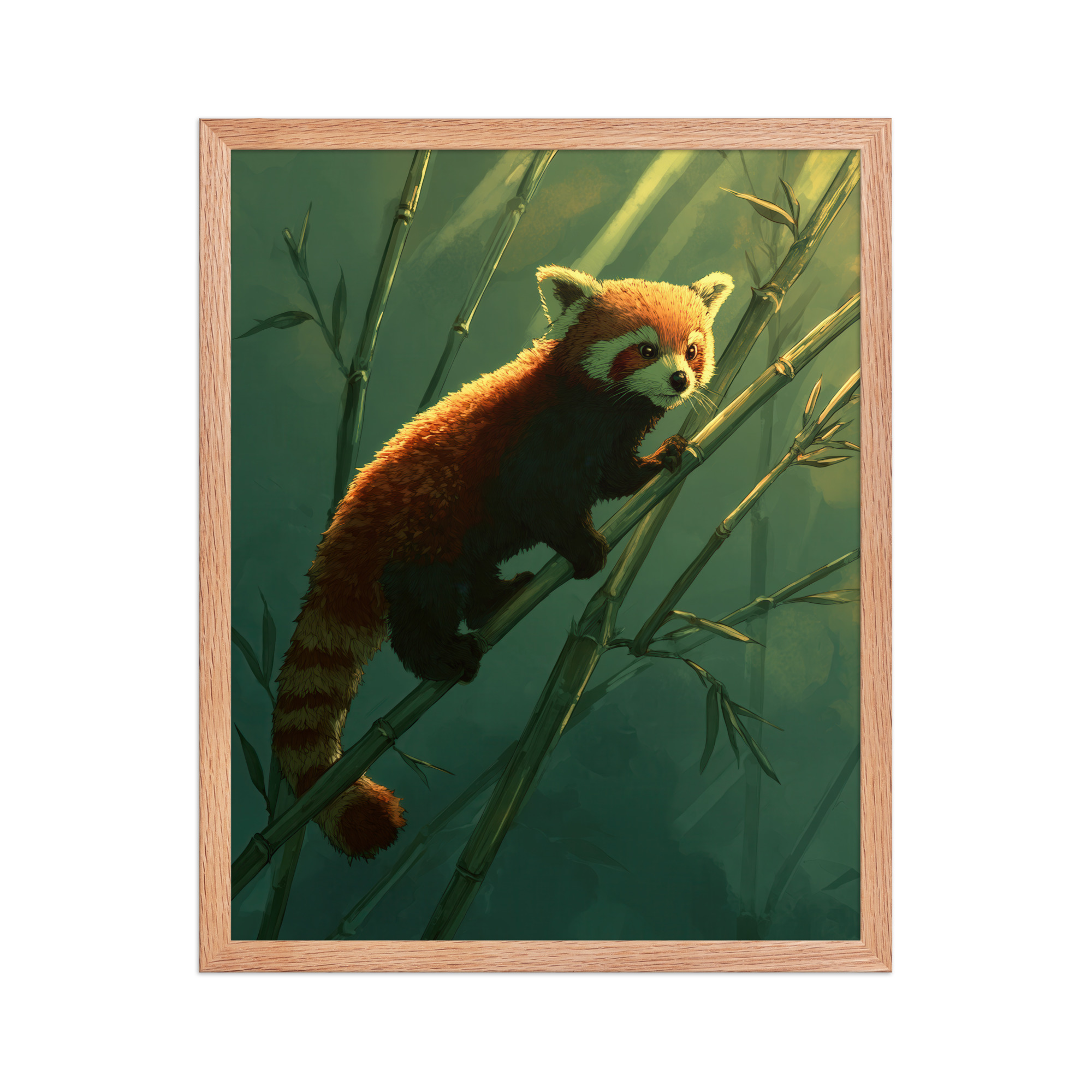 Bamboo Climber — Red Panda in Lush Green Bamboo Wall Decor — Framed Poster - Image 13