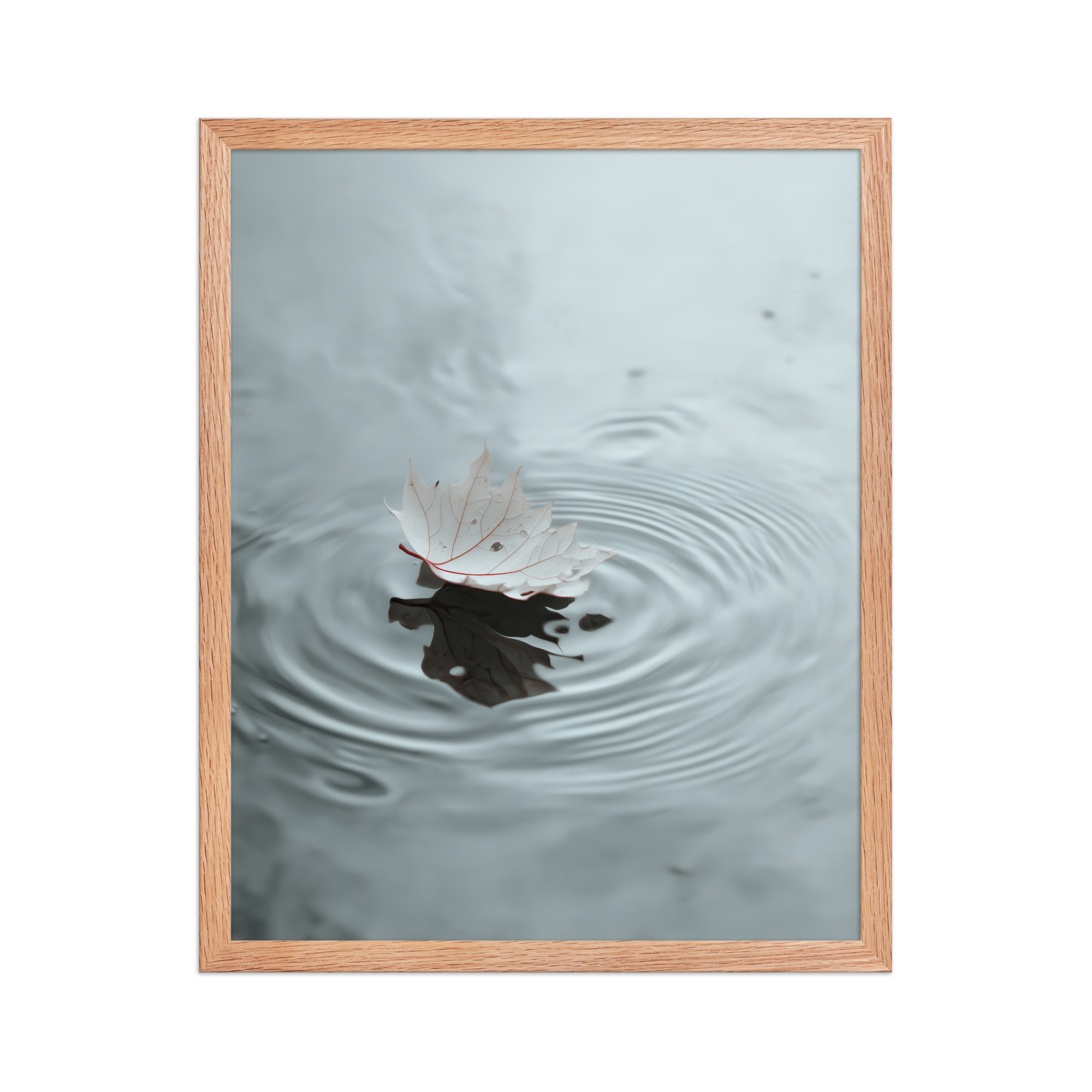 Floating Stillness — Leaf on Water Wall Decor — Framed Poster - Image 13