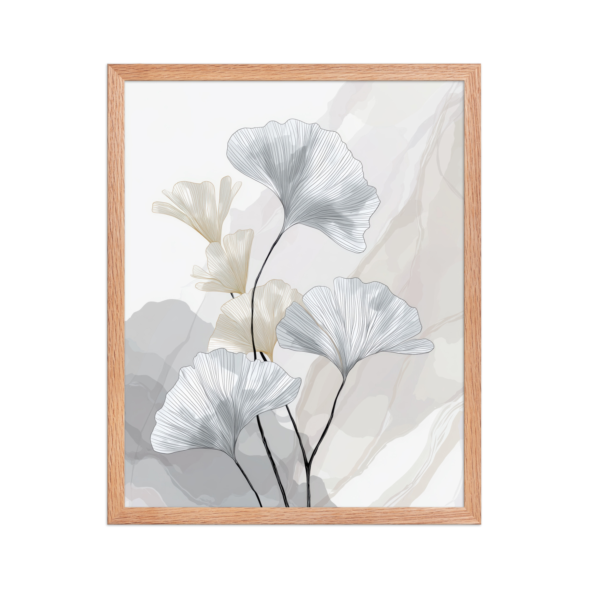 Ginkgo Harmony (Pale Edition) — Line Art Botanical Wall Decor — Framed Poster - Image 10
