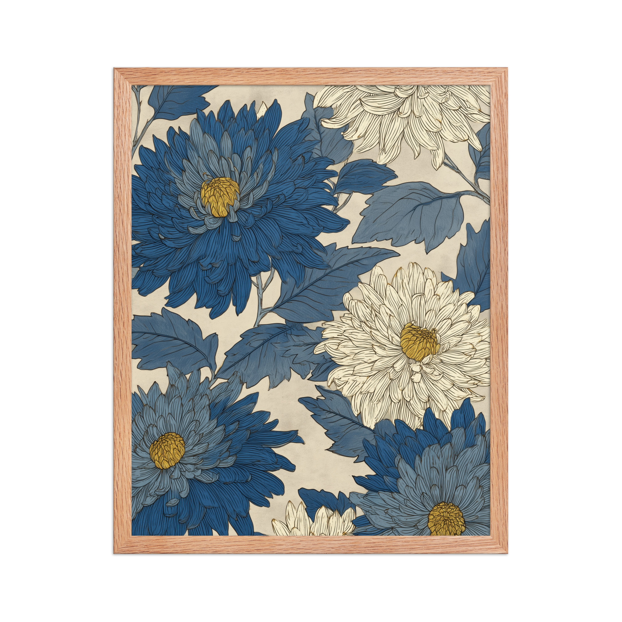 Mixed Chrysanthemums — Vintage Floral Pattern Wall Decor — Framed Poster - Image 11
