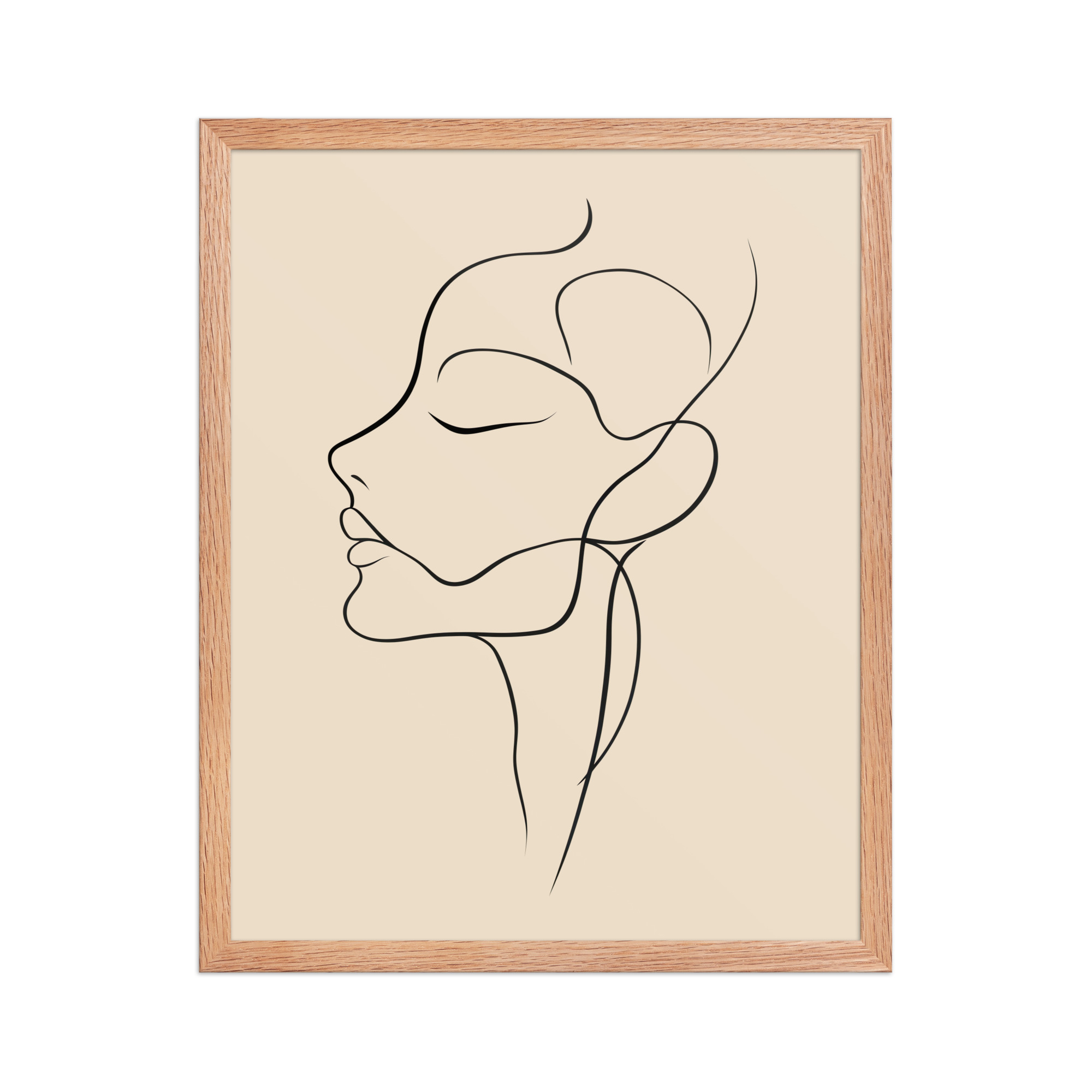 Serenity in Profile — Minimal Line Face Wall Art — Framed Poster - Image 7