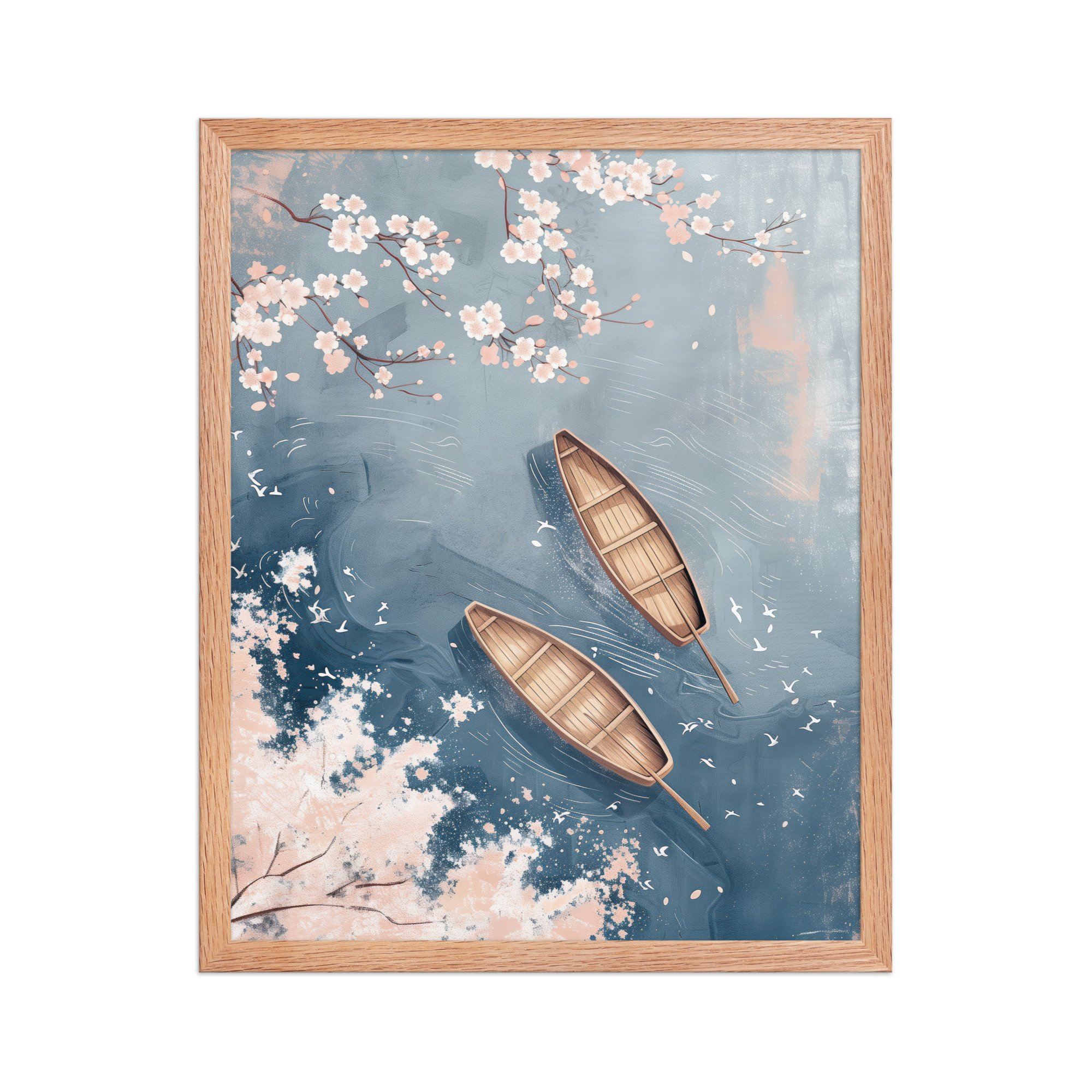 Cherry Blossom Drifting — Sakura River Landscape Wall Art — Framed Poster - Image 9
