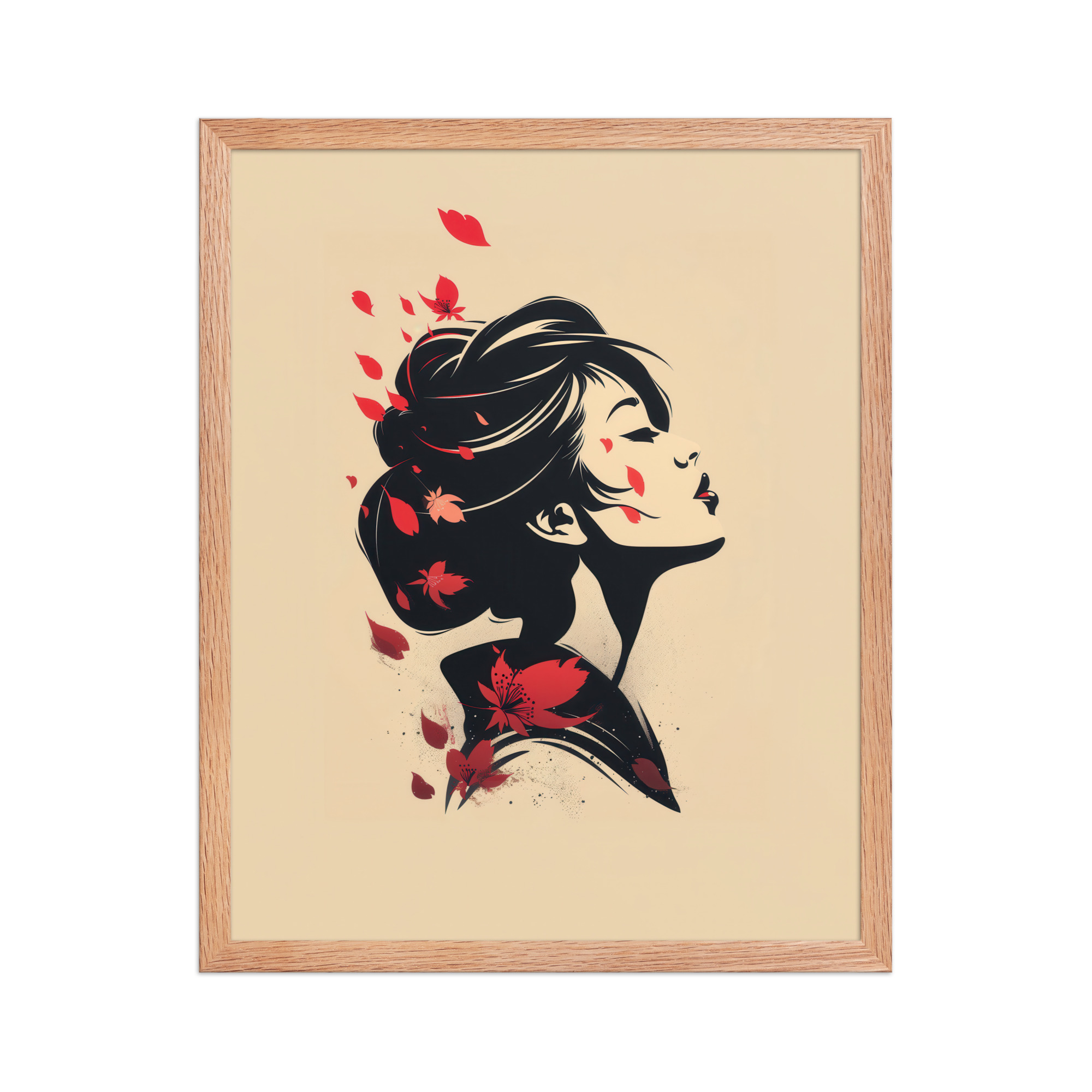 Blossoms in the Wind — Japandi Geisha Minimal Wall Art — Framed Poster - Image 13