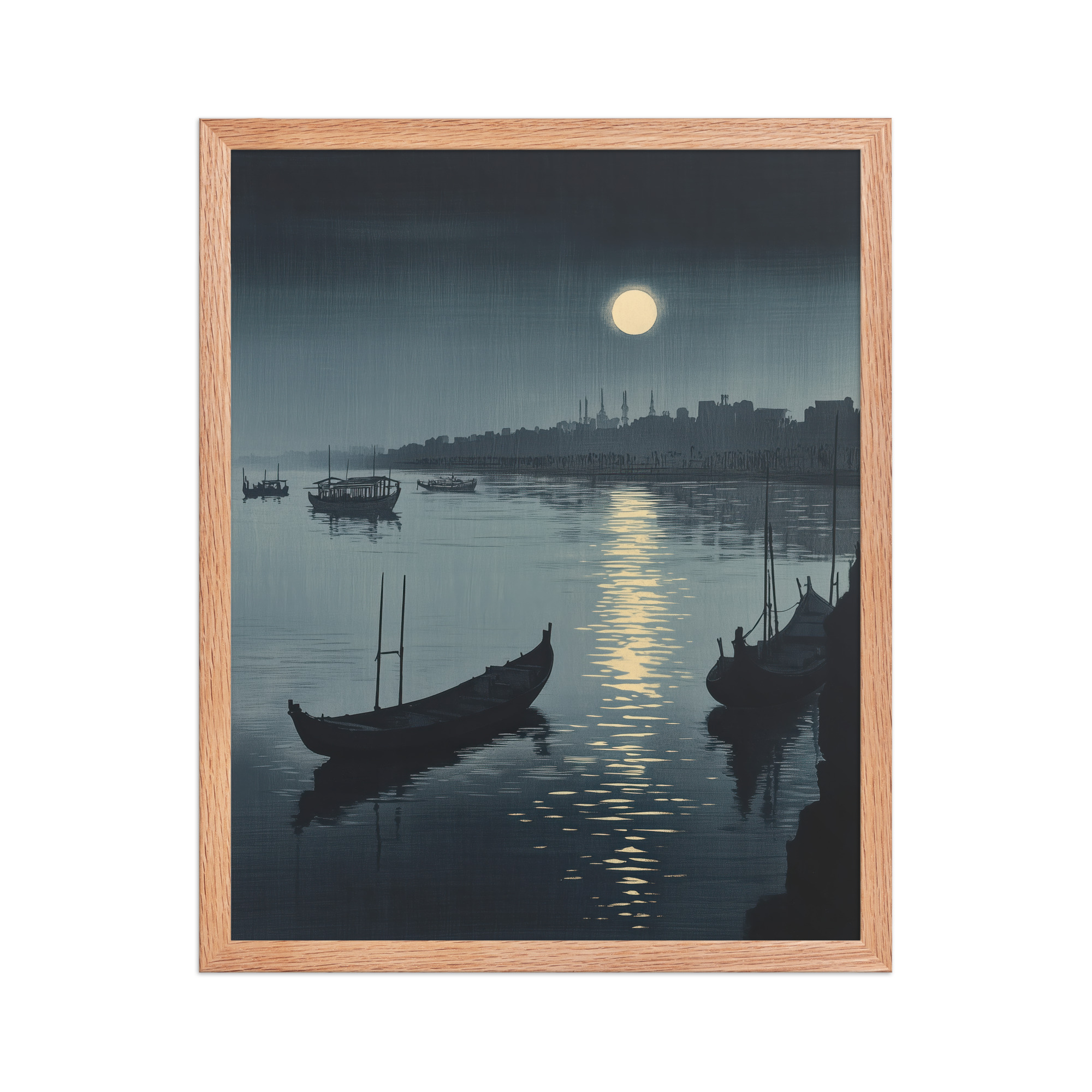 Moonlit Reflection Sumida — River Boats, Nocturne Japanese Landscape Wall Art — Framed Poster - Image 13