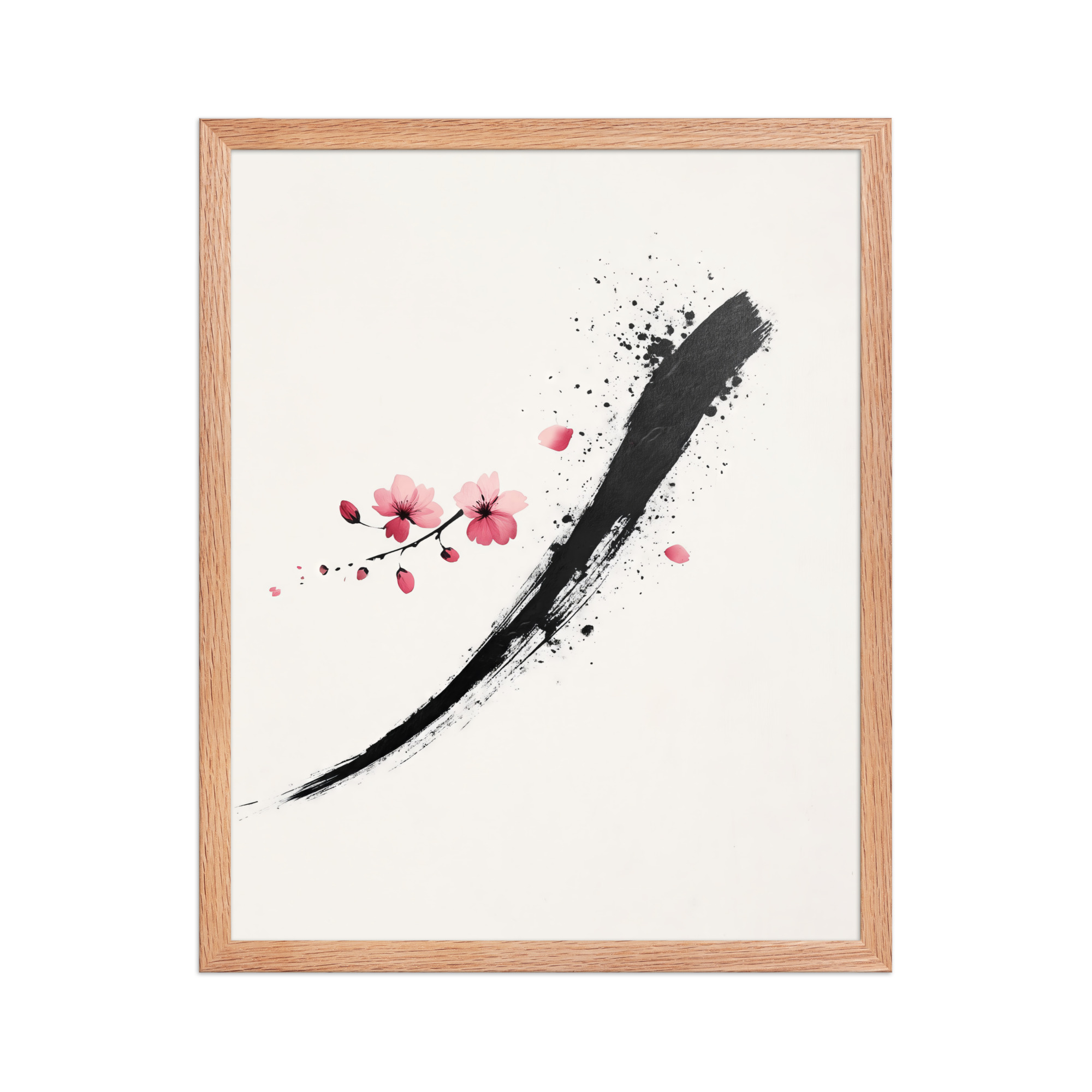 Zen Blossom Stroke — Minimal Cherry Blossom Sumi-e Brush Wall Art — Framed Poster - Image 8