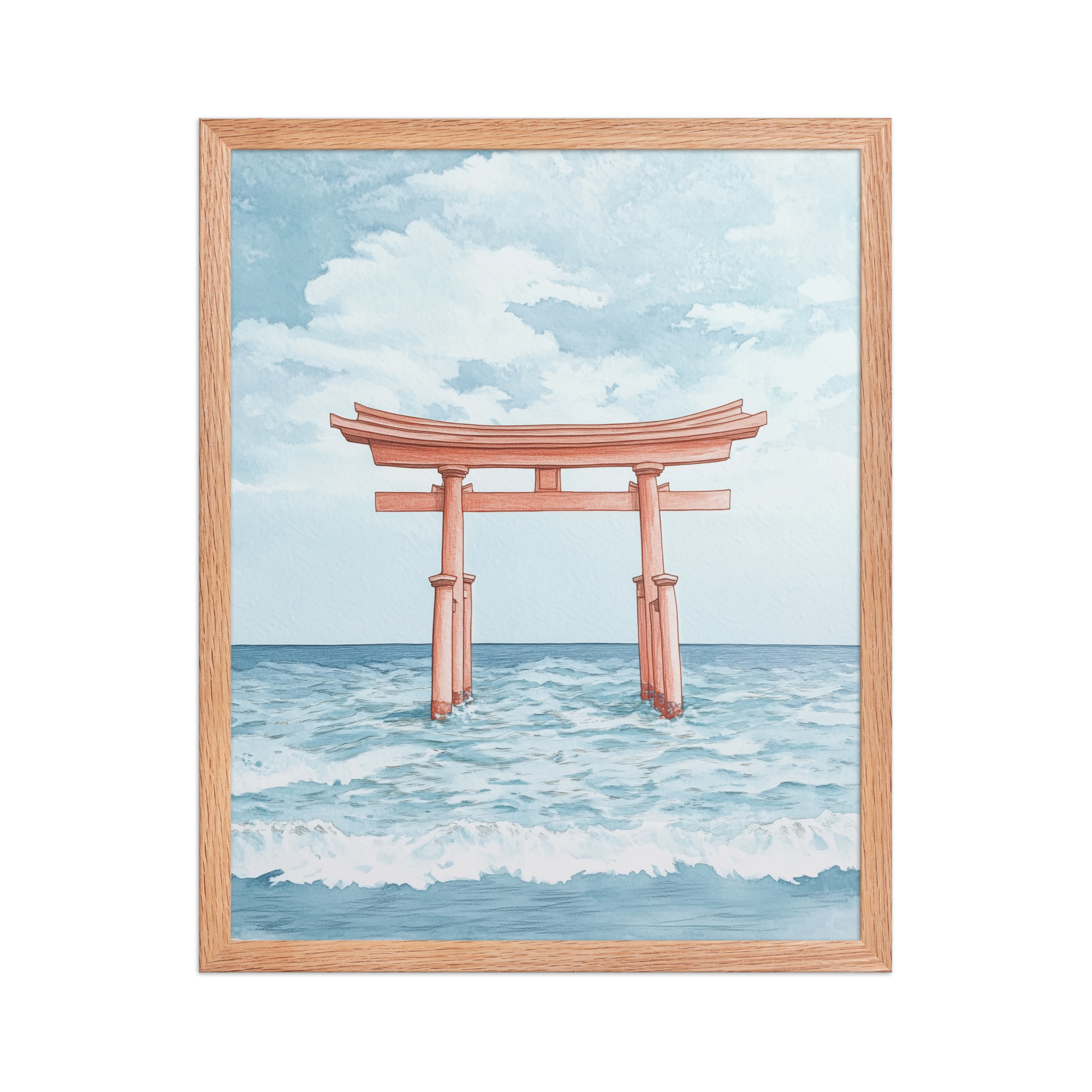 Torii Gate Waves — Coastal Shinto Shrine Wall Decor — Framed Poster - Image 13