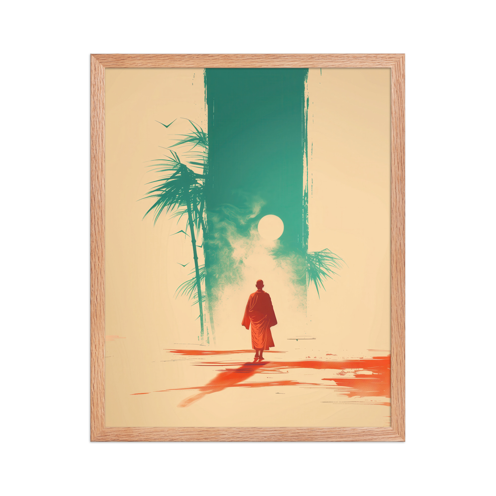 Solitary Monk – Bamboo Journey Japandi Zen Wall Art – Framed Poster - Image 13