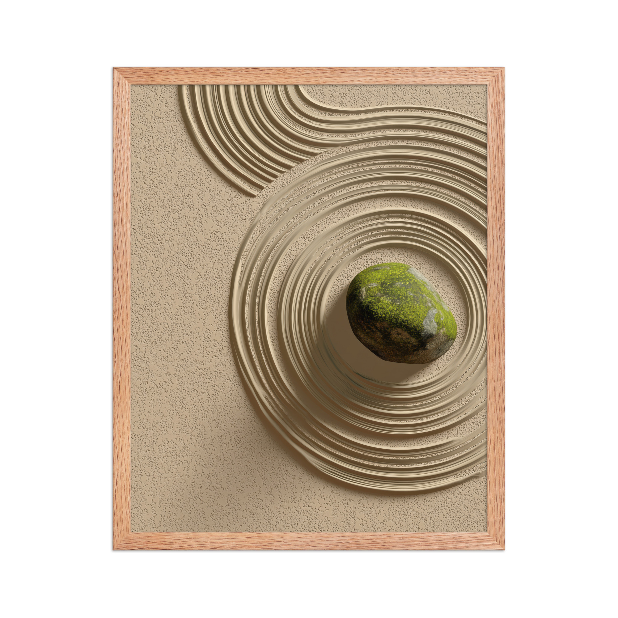 Zen Garden Harmony – Moss Stone I Minimal Wall Art – Framed Poster - Image 11
