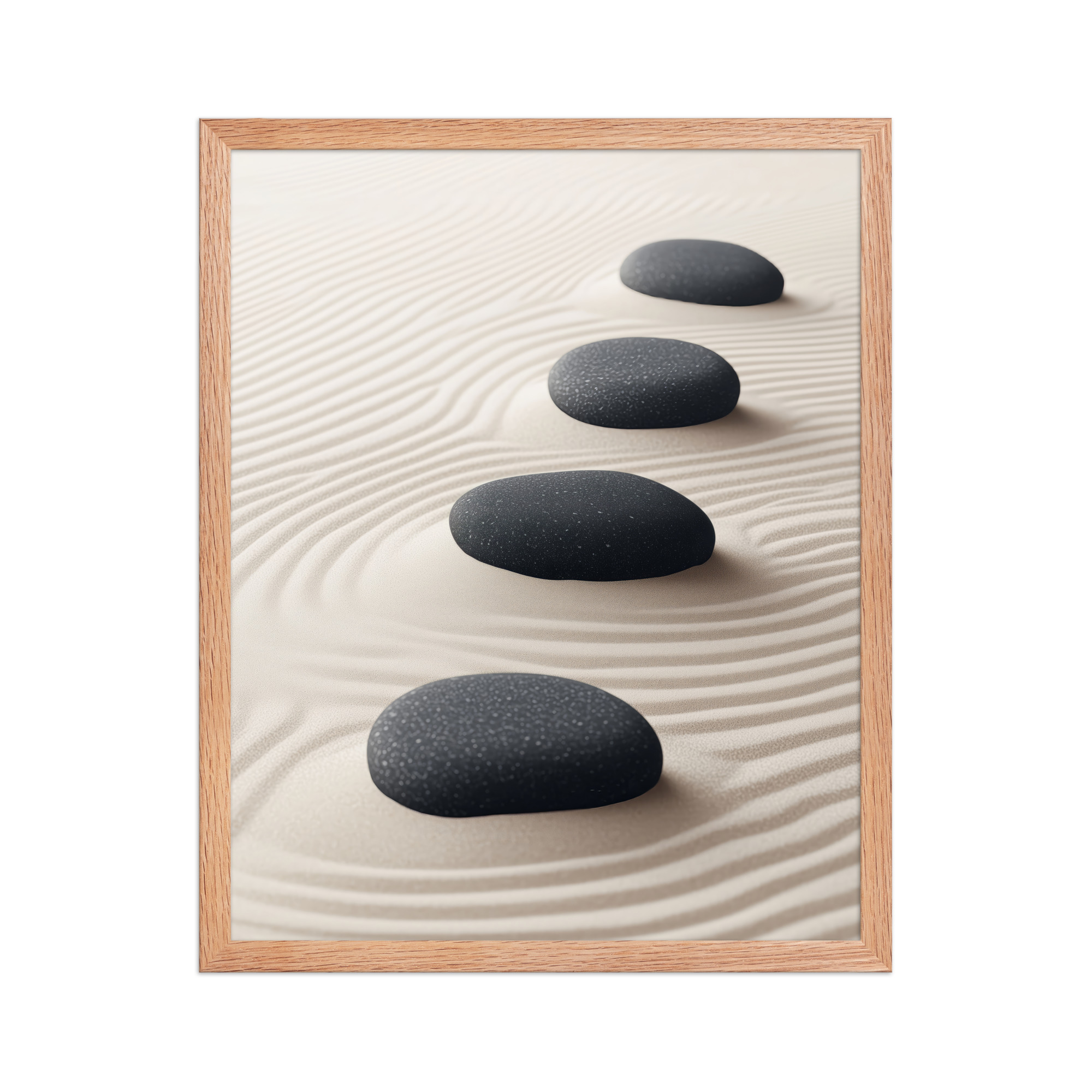 Zen Balance – Charcoal Stones on Sand Minimal Wall Art – Framed Poster - Image 13