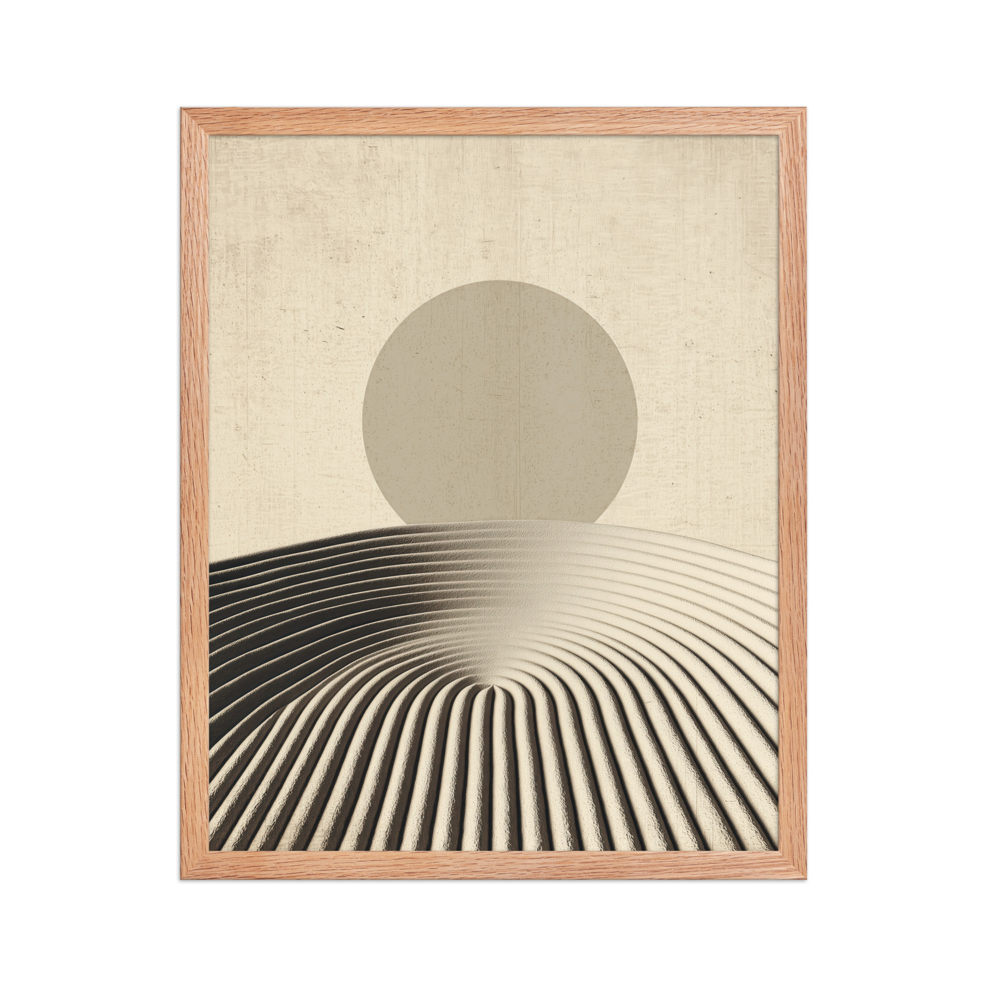 Zen Dune Sun – Raked Sand Dunes with Minimal Sun Wall Art – Framed Poster - Image 13