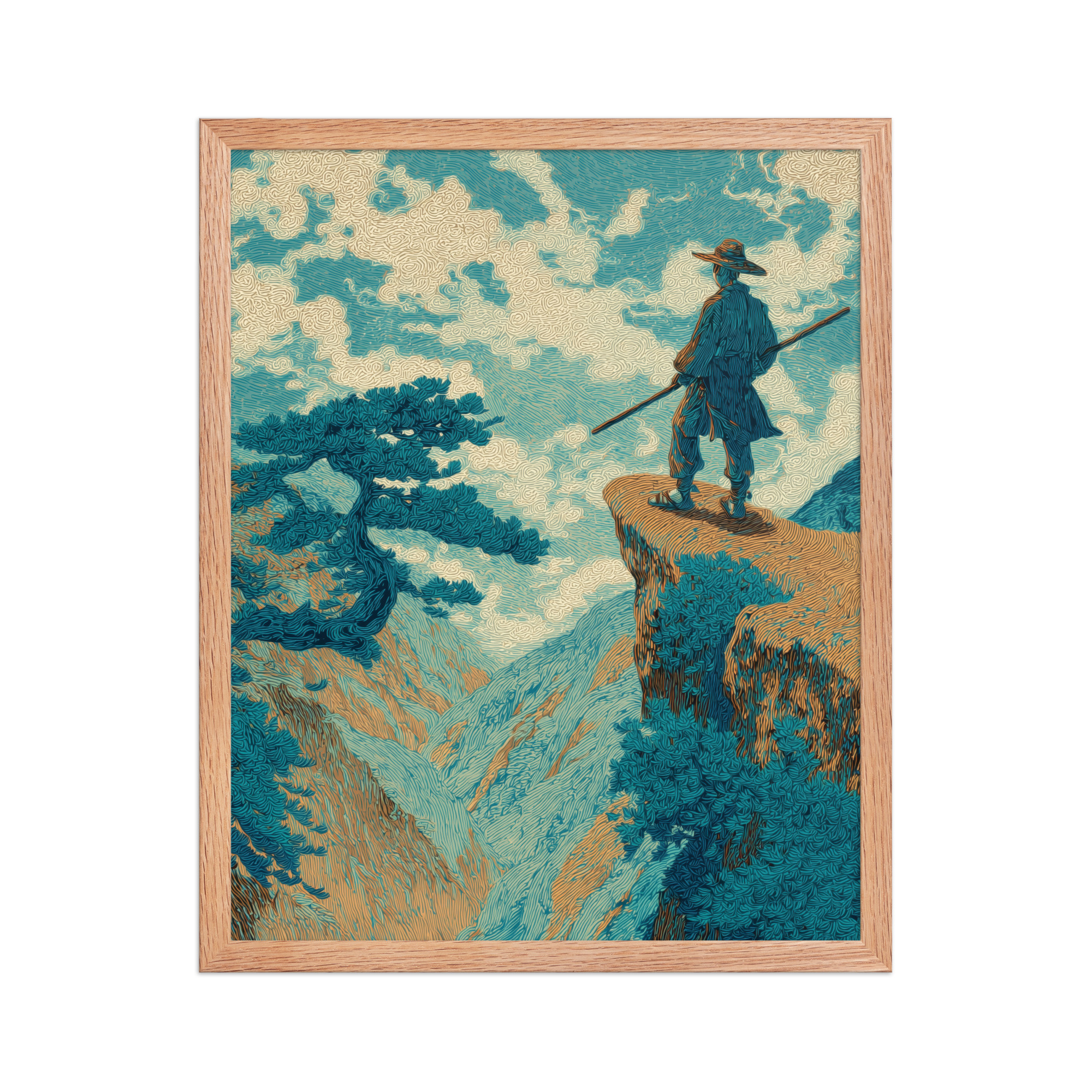 Cliff Wanderer I Hokusai – Vintage Ukiyo-e Cliff Landscape Wall Art – Framed Poster - Image 9