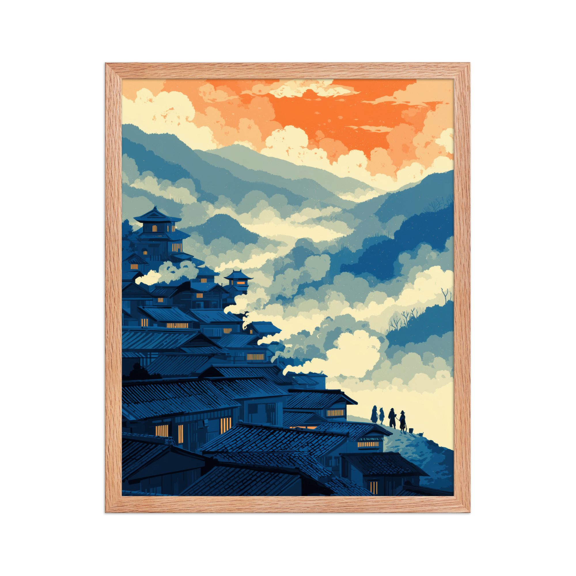 Twilight Over Hillside Village – Ukiyo-e Wall Art Print – Framed Poster - Image 11