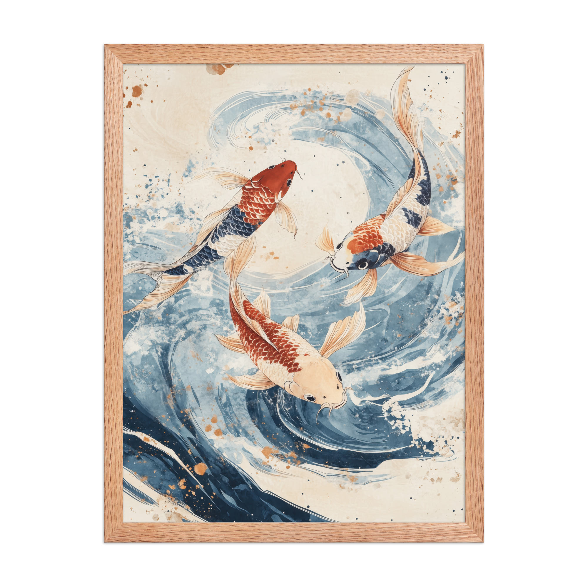 Dancing Koi Trio — Japanese Koi Wall Art — Framed Poster - Image 13