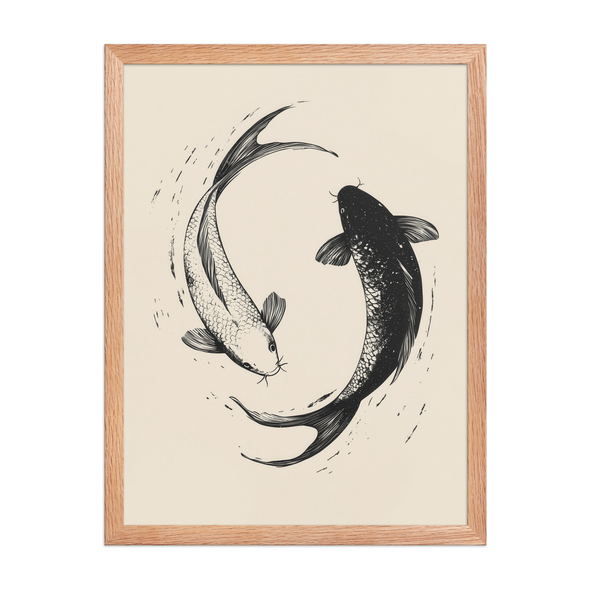 Yin and Yang Koi Flow — Minimal Ink Koi Art — Framed Poster - Image 12