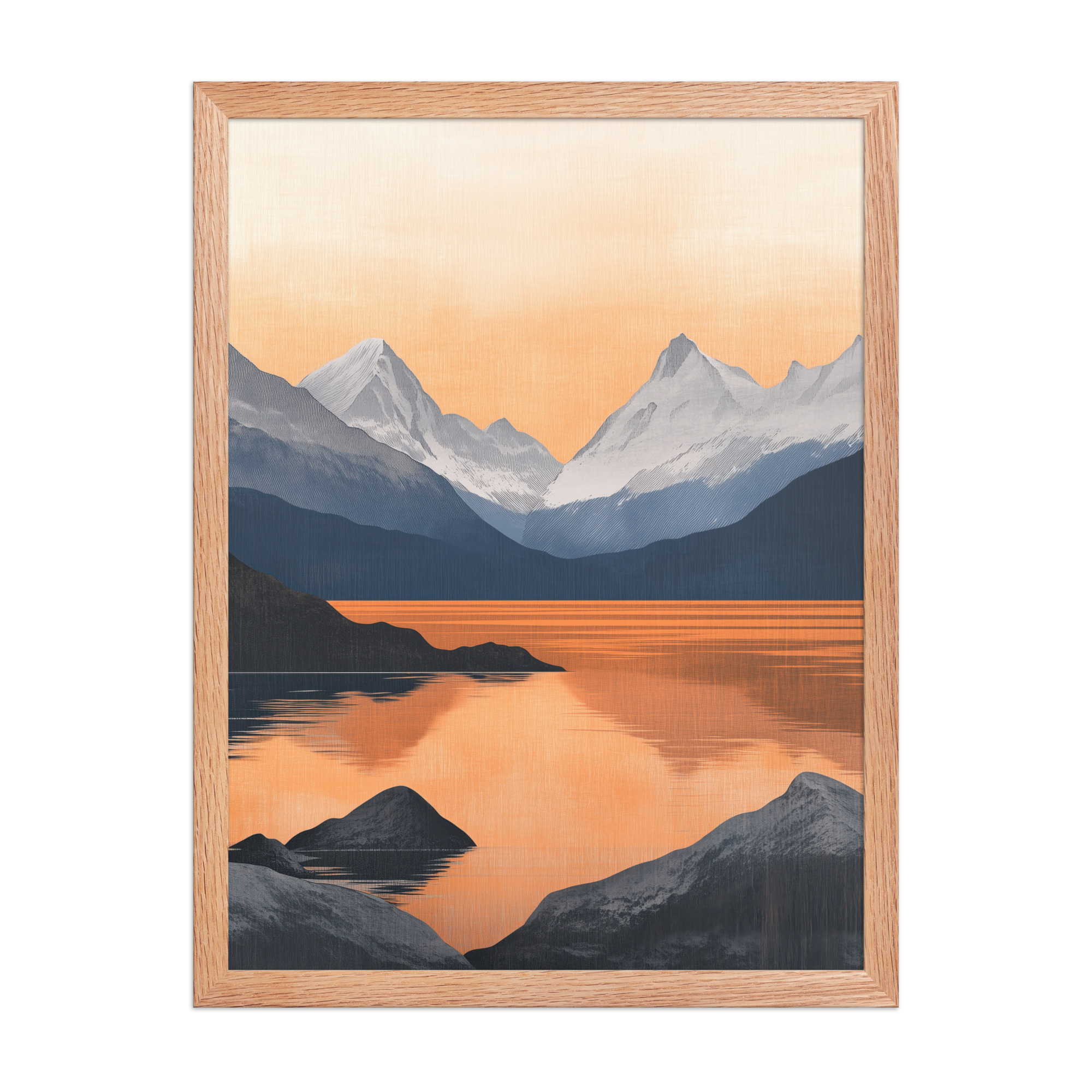 Nordic Sunset Reflections — Serene Mountain Lake Panorama Landscape Wall Art — Framed Poster - Image 12
