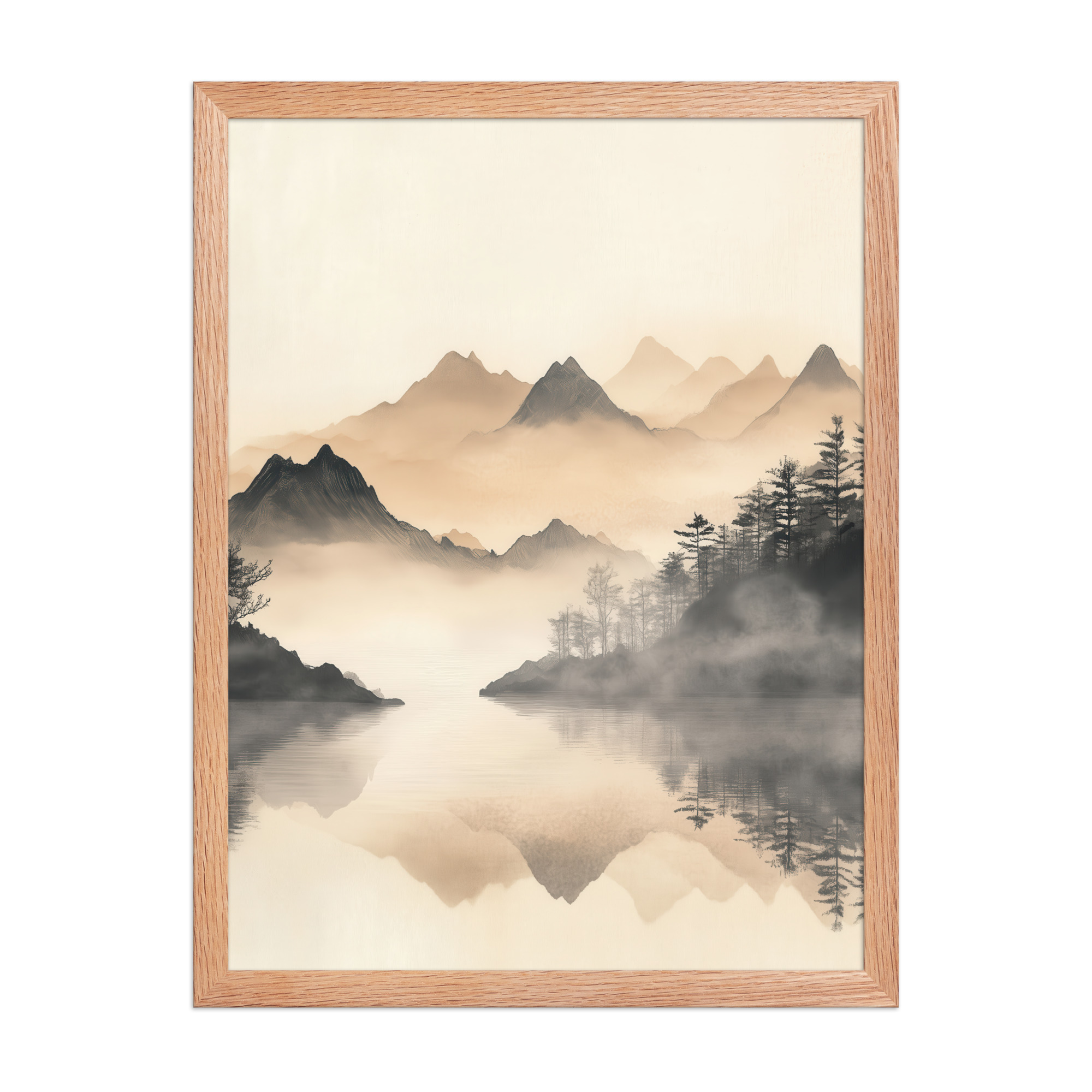 Misty Mountain Reflection — Japandi Lake Landscape Wall Decor — Framed Poster - Image 12