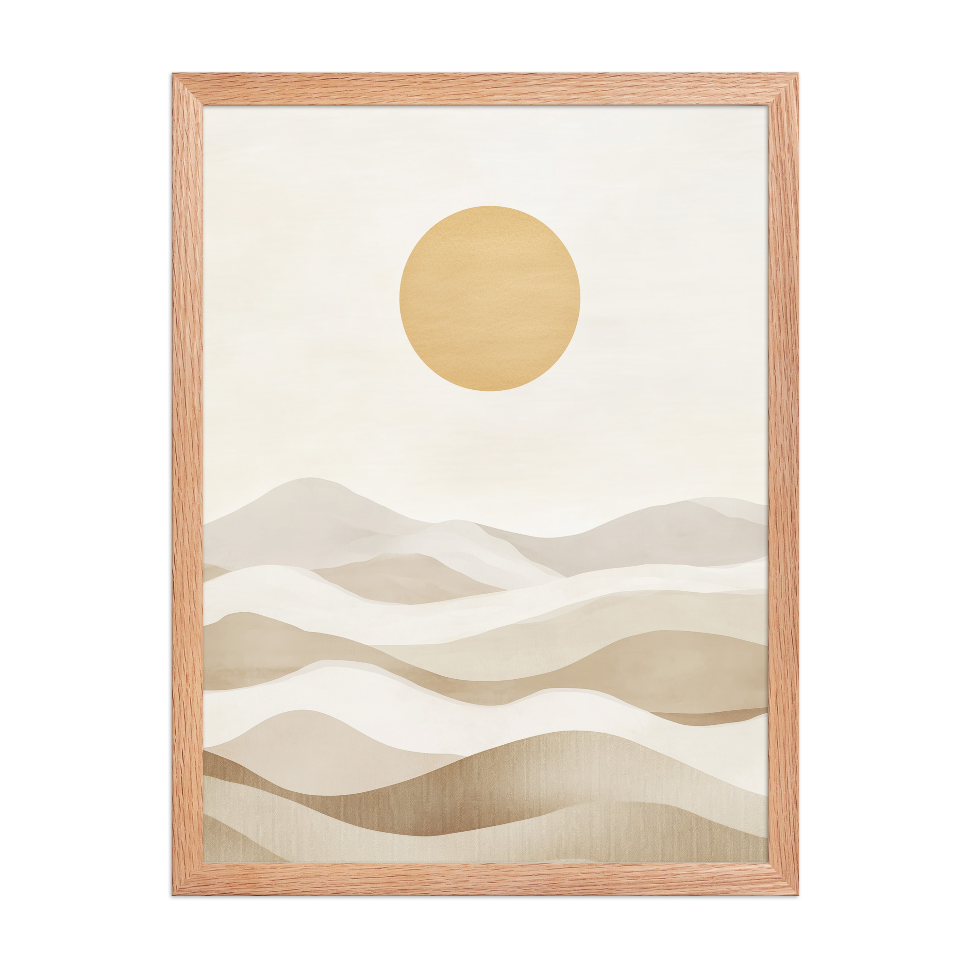 Minimal Dunes and Golden Sun — Japandi Desert Landscape Wall Decor — Framed Poster - Image 12