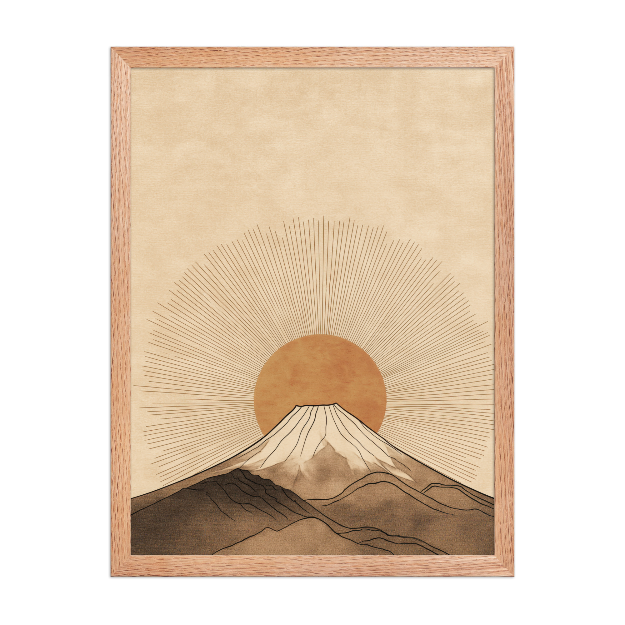 Fuji Radiance — Japandi Sunburst Mountain Wall Art — Framed Poster - Image 10