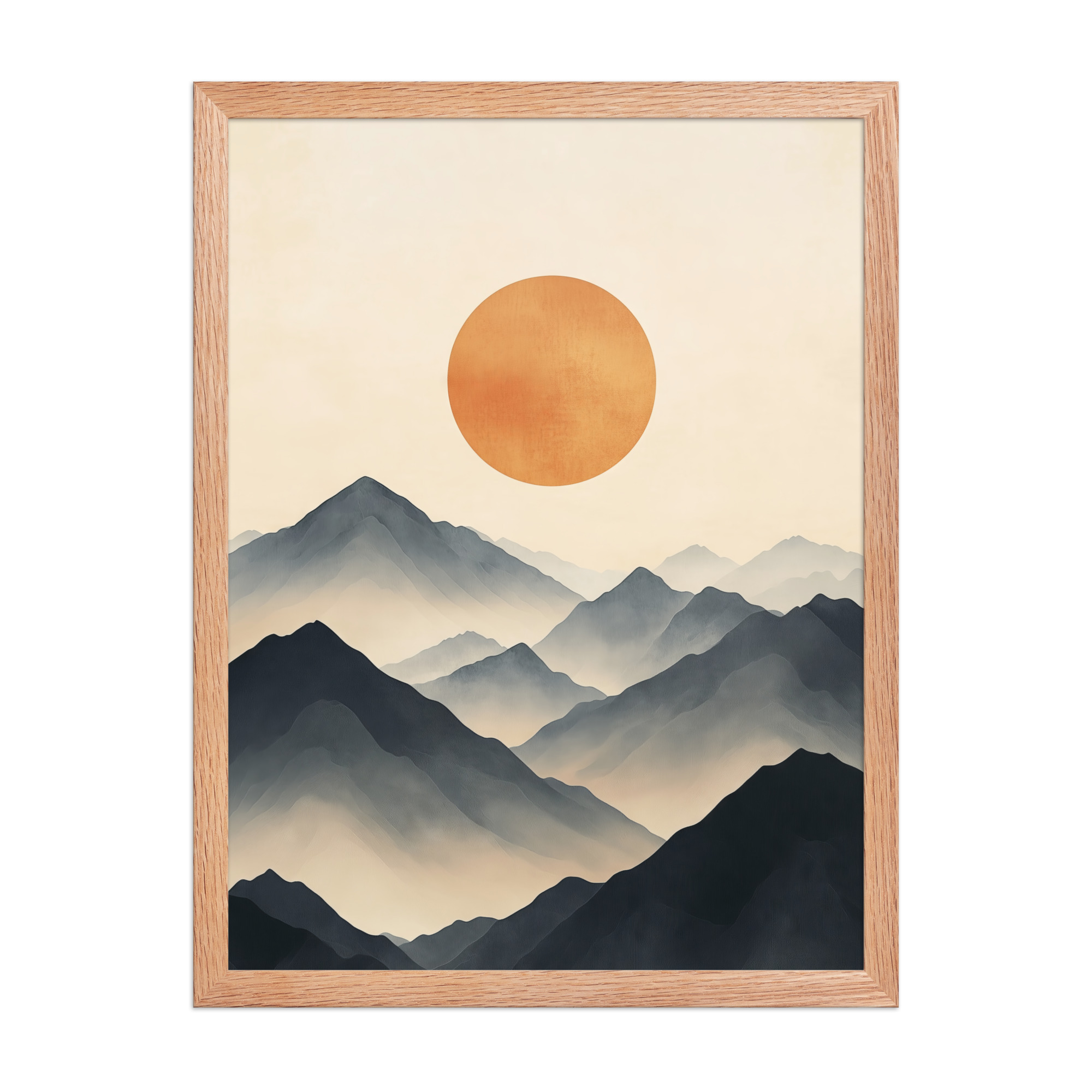 Layered Serenity — Neutral Misty Mountains Wall Decor — Framed Poster - Image 12