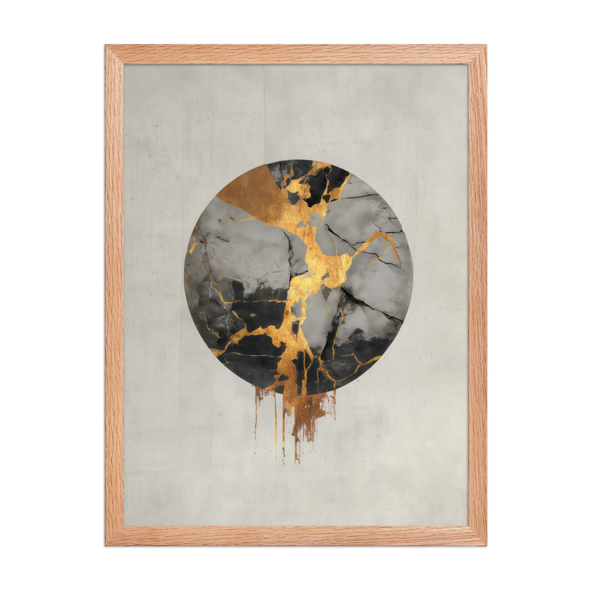 Broken Circle Golden Soul — Kintsugi Marble Circle Art with Gold Veins — Framed Poster - Image 13