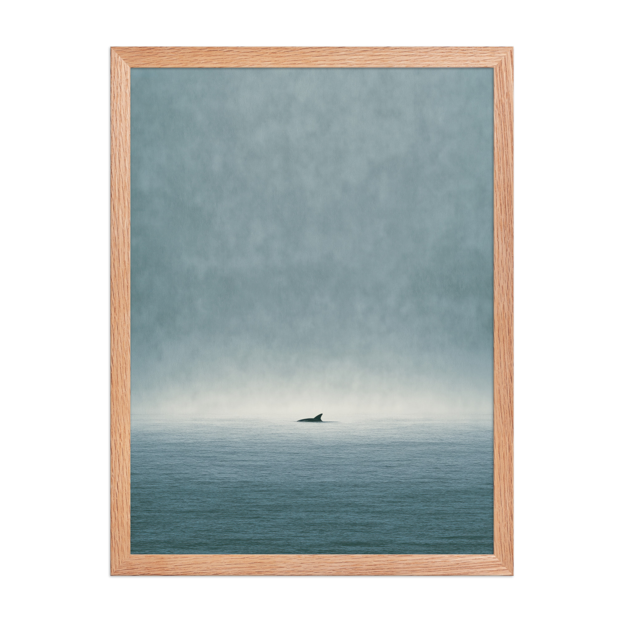 Solitary Horizon – Ocean Whale Minimal Wall Art in Misty Blues — Framed Poster - Image 10