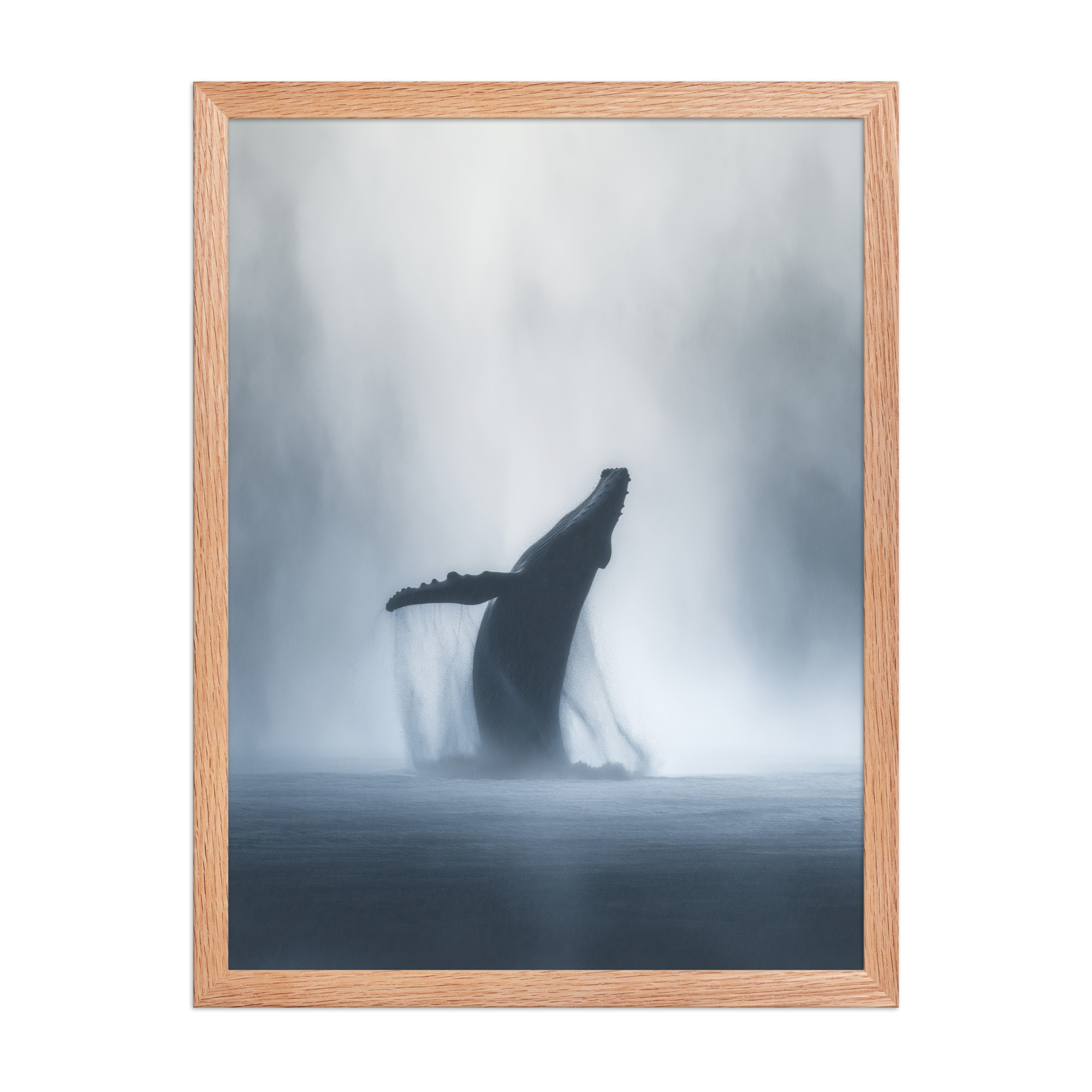 Whale in the Mist — Humpback Breach in Foggy Seascape Wall Decor — Framed Poster - Image 14