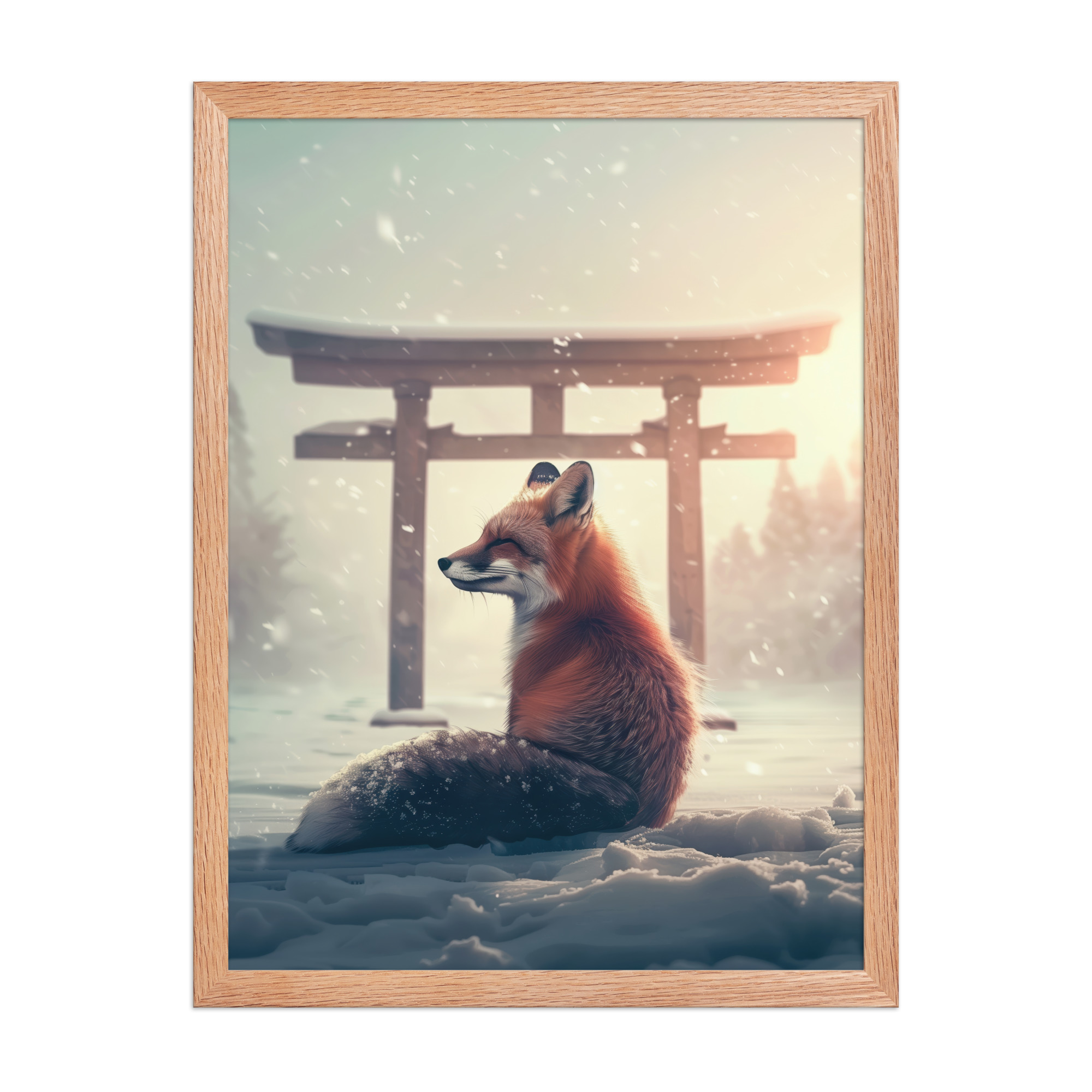 Snow Fox Watch Torii Gate — Cinematic Fox at Sunrise Wall Decor — Framed Poster - Image 10
