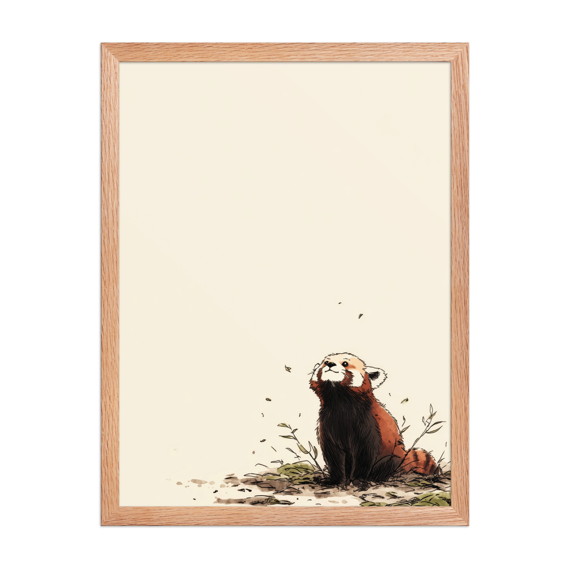Red Panda in the Wind — Minimal Illustrated Animal Wall Art — Framed Poster - Image 12