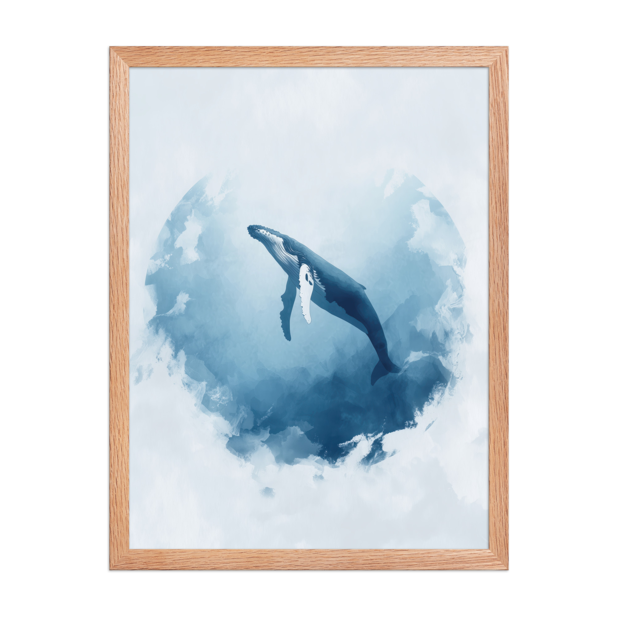 Ocean Heart — Humpback Whale in Dreamy Blue Watercolor Wall Art — Framed Poster - Image 11