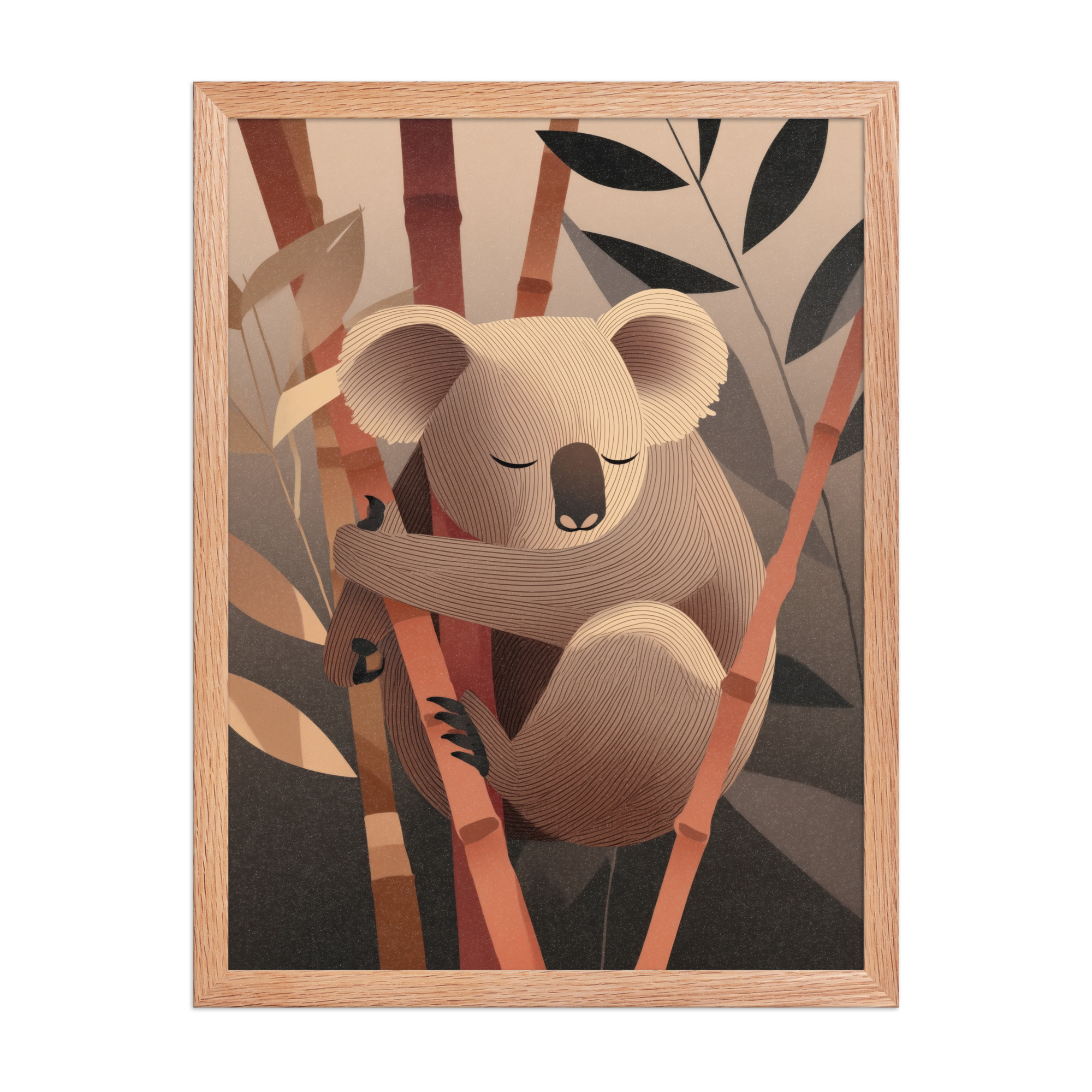 Koala Dreams in Bamboo — Minimal Sleeping Koala in Warm Tones Wall Decor — Framed Poster - Image 14