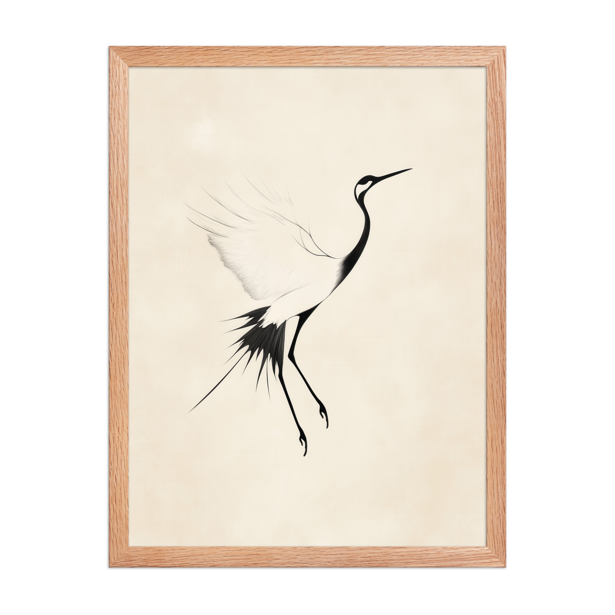 Crane of Still Winds — Red-Crowned Crane Minimal Ink Art — Framed Poster - Image 14