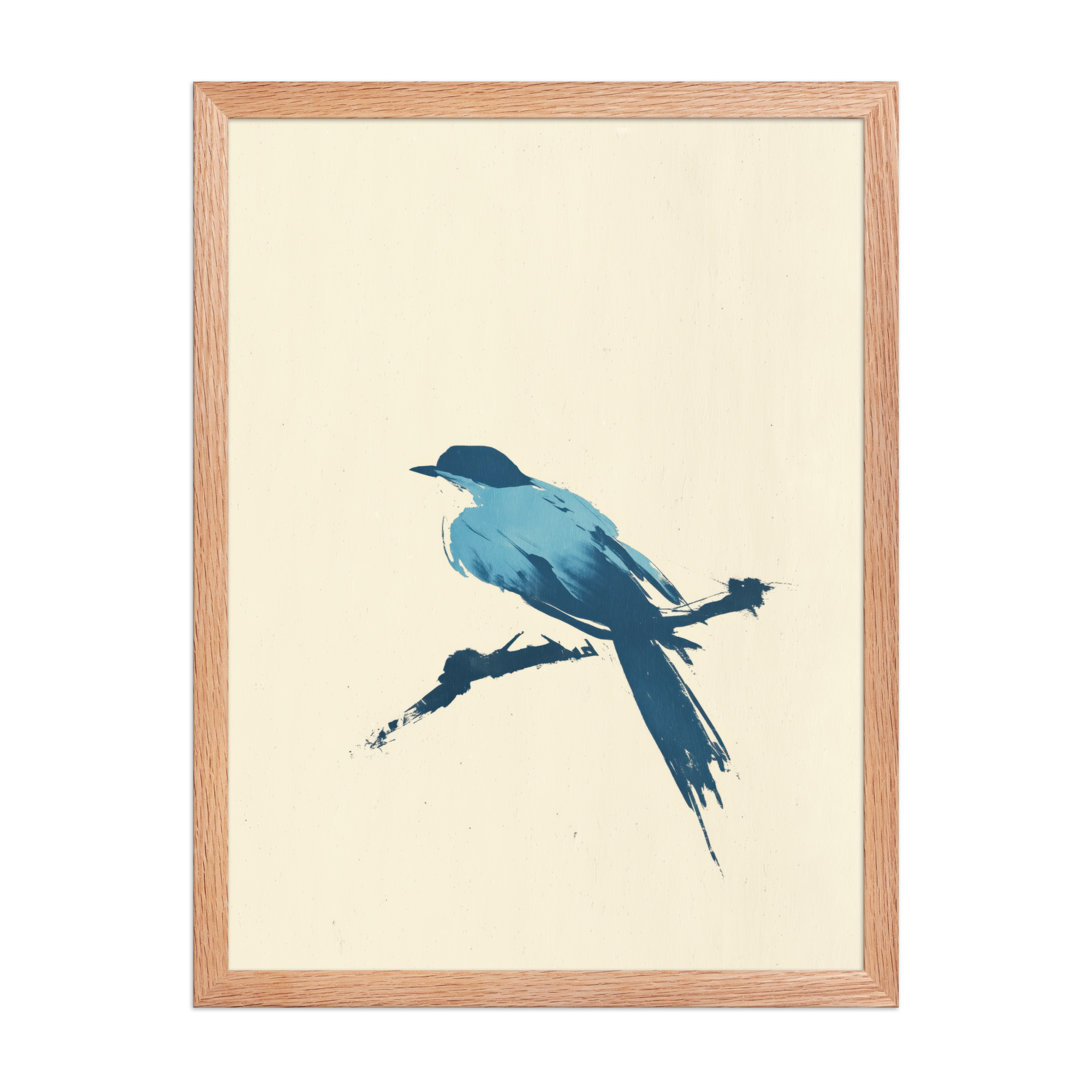 Bluebird Perch — Minimal Brush Bird on Branch Wall Decor — Framed Poster - Image 14