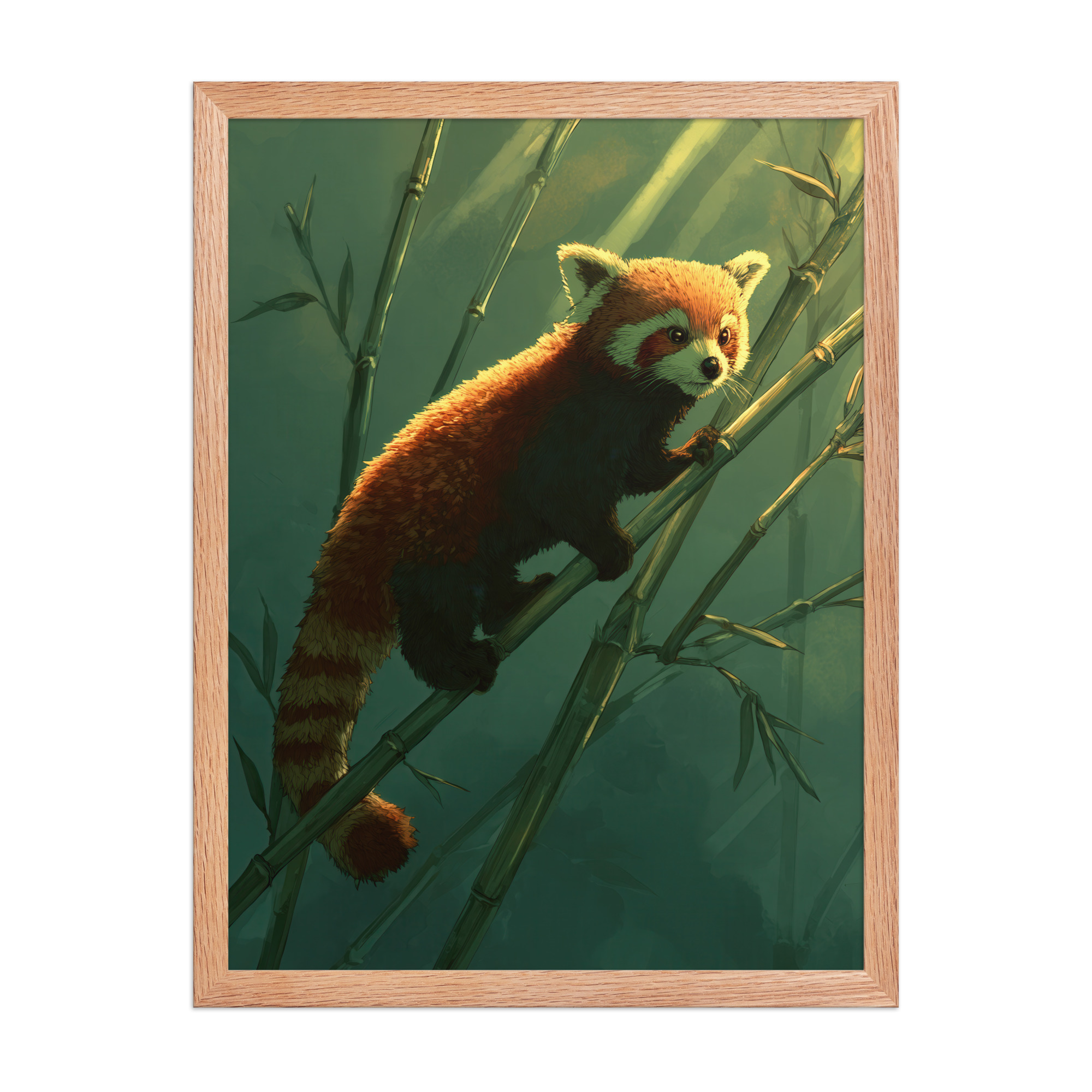 Bamboo Climber — Red Panda in Lush Green Bamboo Wall Decor — Framed Poster - Image 14