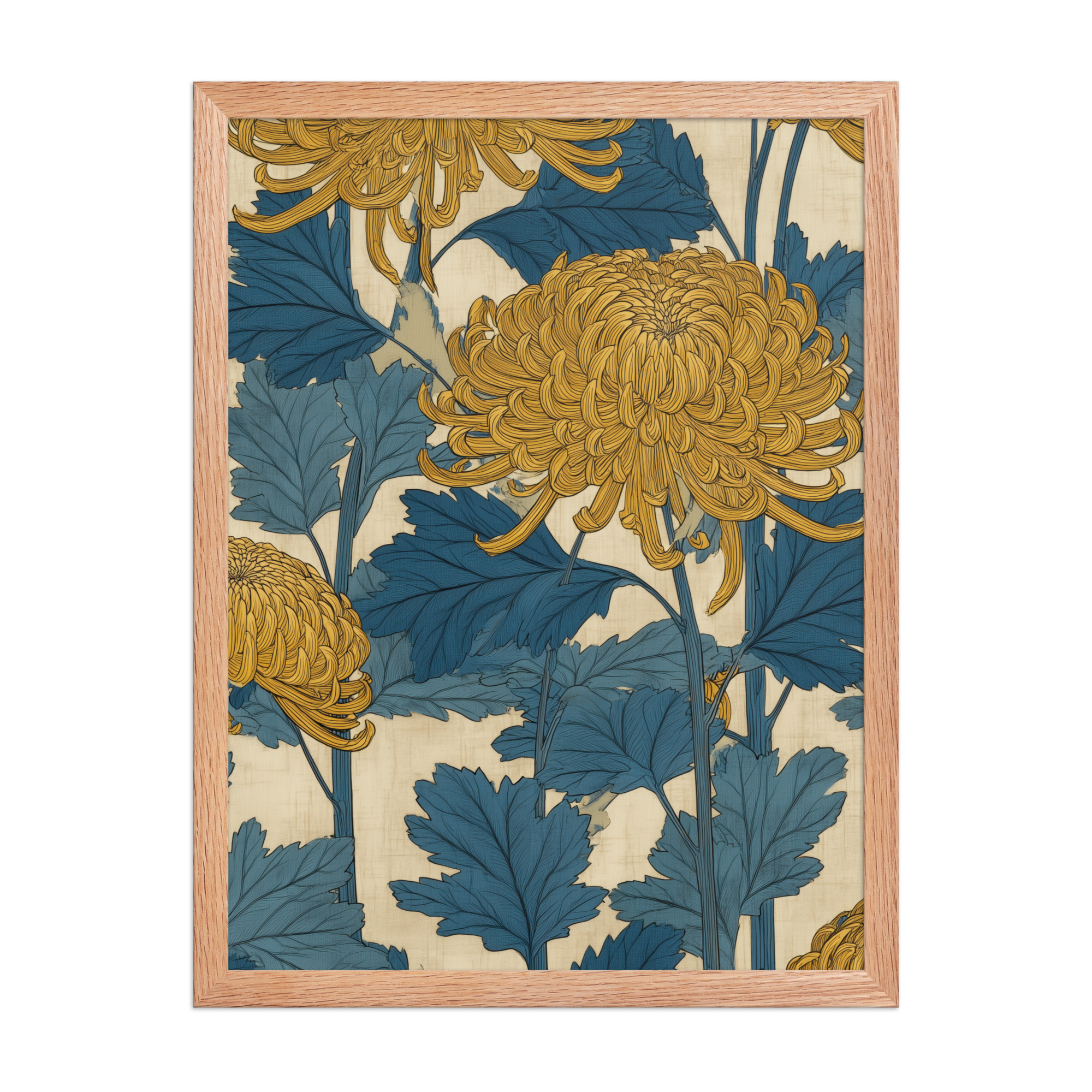 Amber Chrysanthemum — Japandi Floral Wall Decor — Framed Poster - Image 10