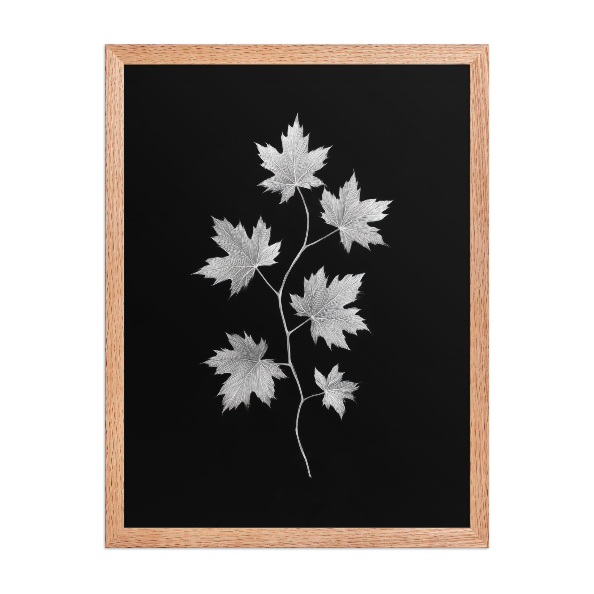 Ivory Veins — Japandi Maple Line Art — Framed Poster - Image 14