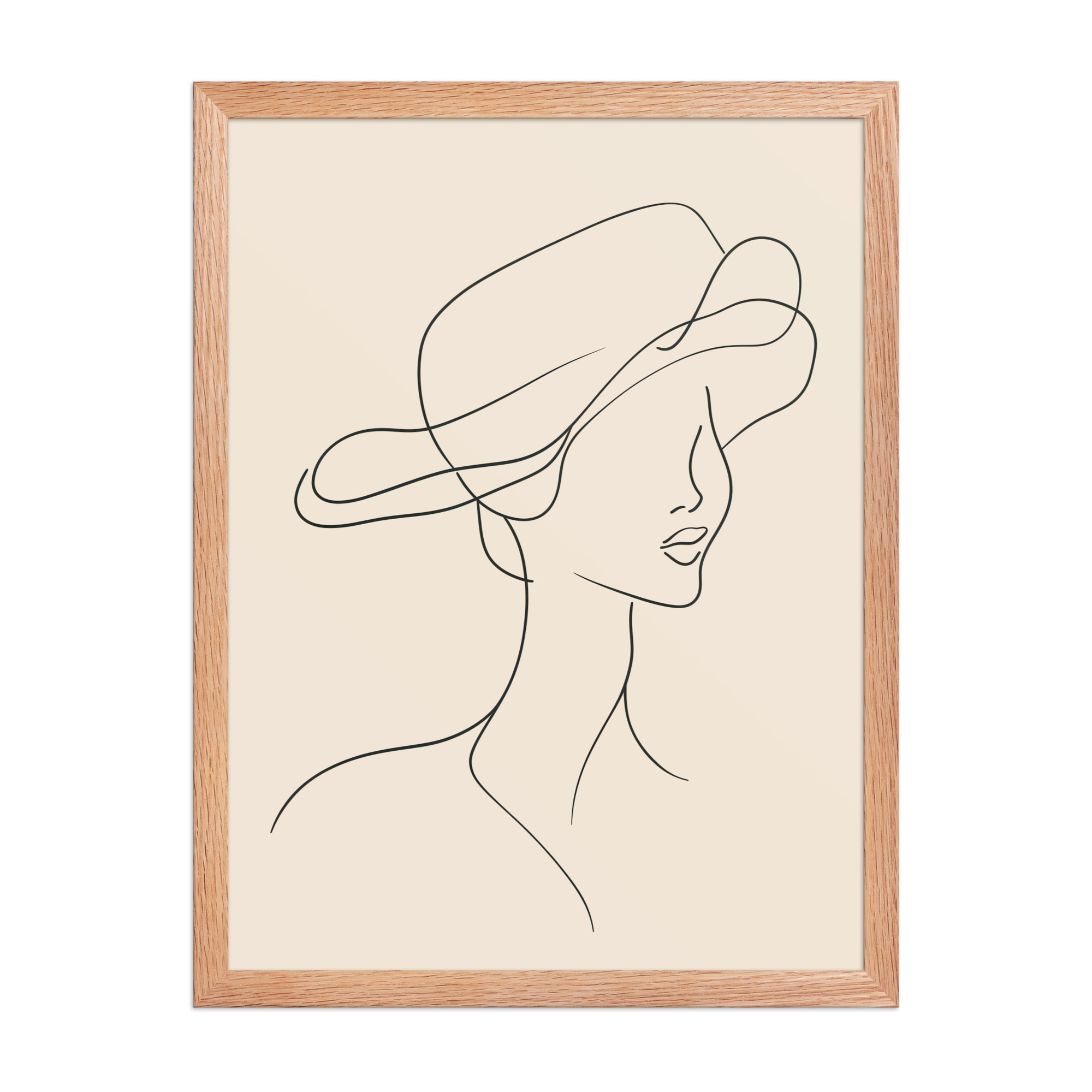 Woman in the Wind — Minimal Line Art Portrait Wall Art — Framed Poster - Image 8