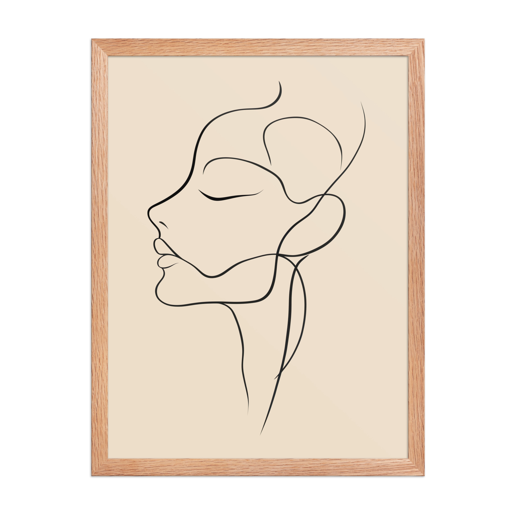 Serenity in Profile — Minimal Line Face Wall Art — Framed Poster - Image 8