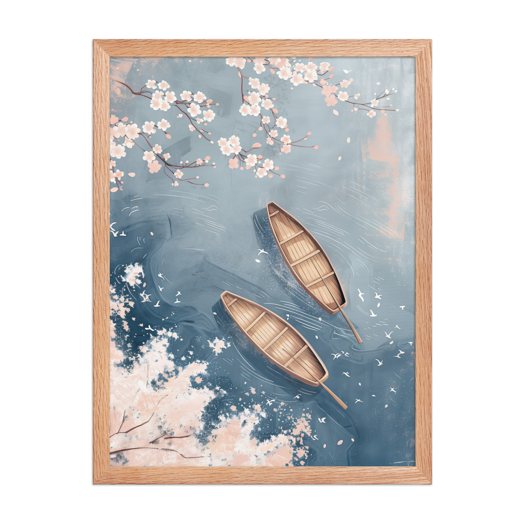 Cherry Blossom Drifting — Sakura River Landscape Wall Art — Framed Poster - Image 10