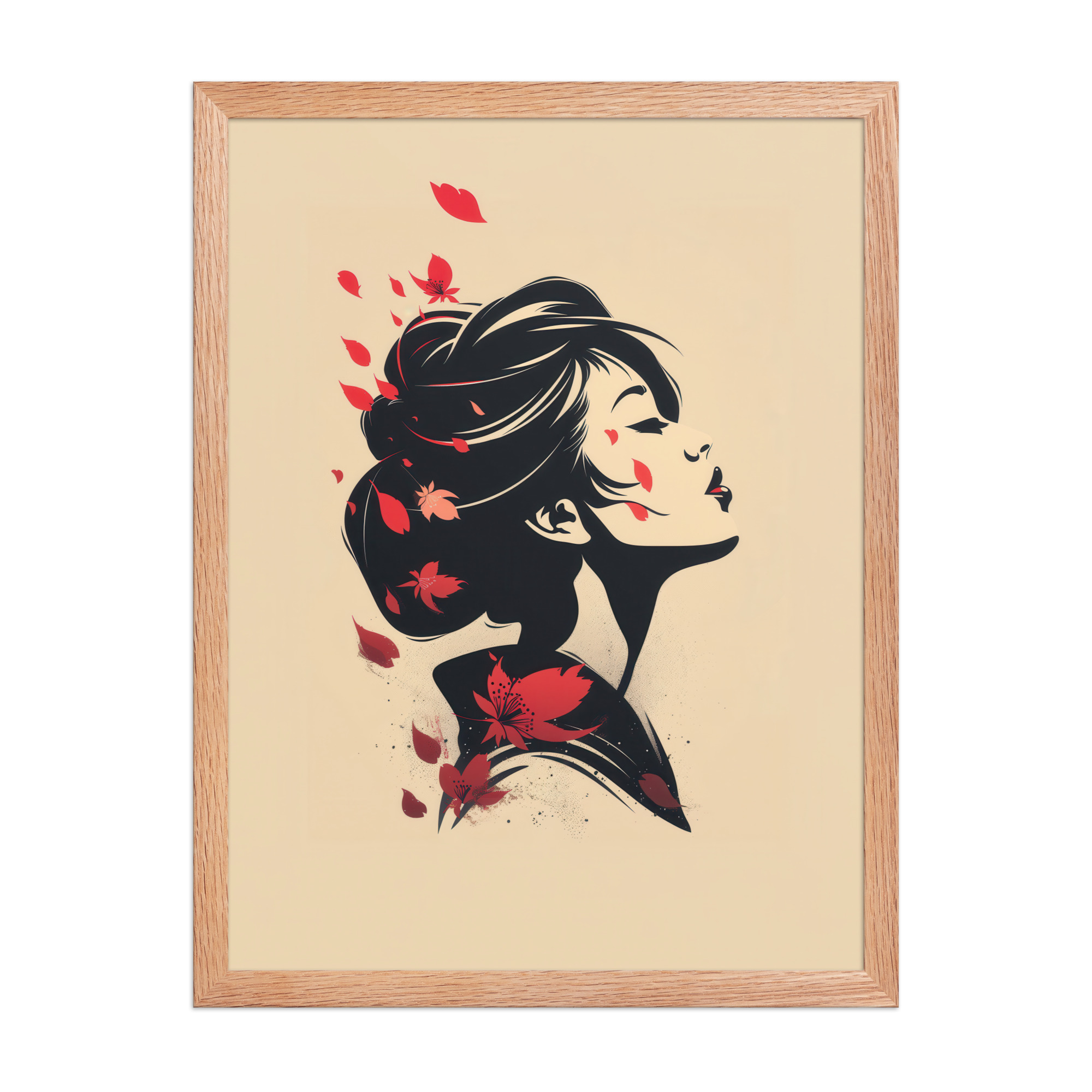 Blossoms in the Wind — Japandi Geisha Minimal Wall Art — Framed Poster - Image 14