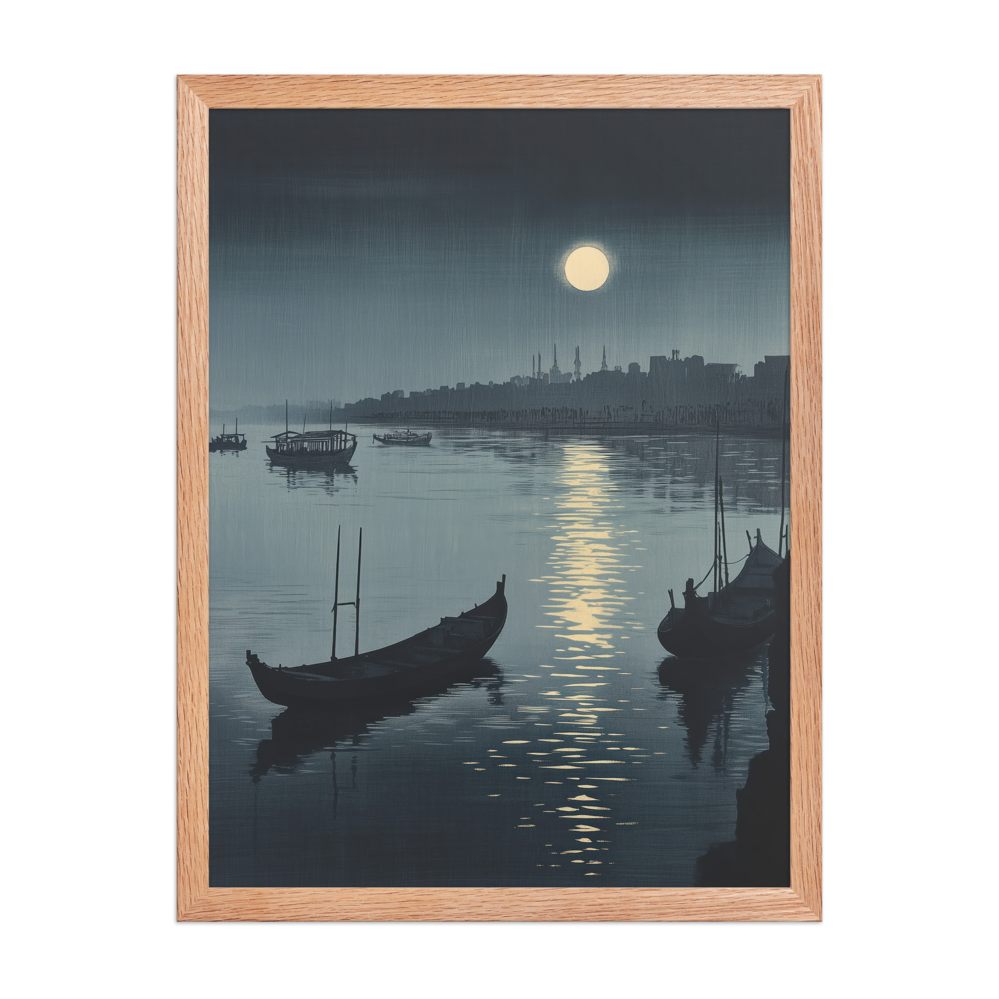 Moonlit Reflection Sumida — River Boats, Nocturne Japanese Landscape Wall Art — Framed Poster - Image 14