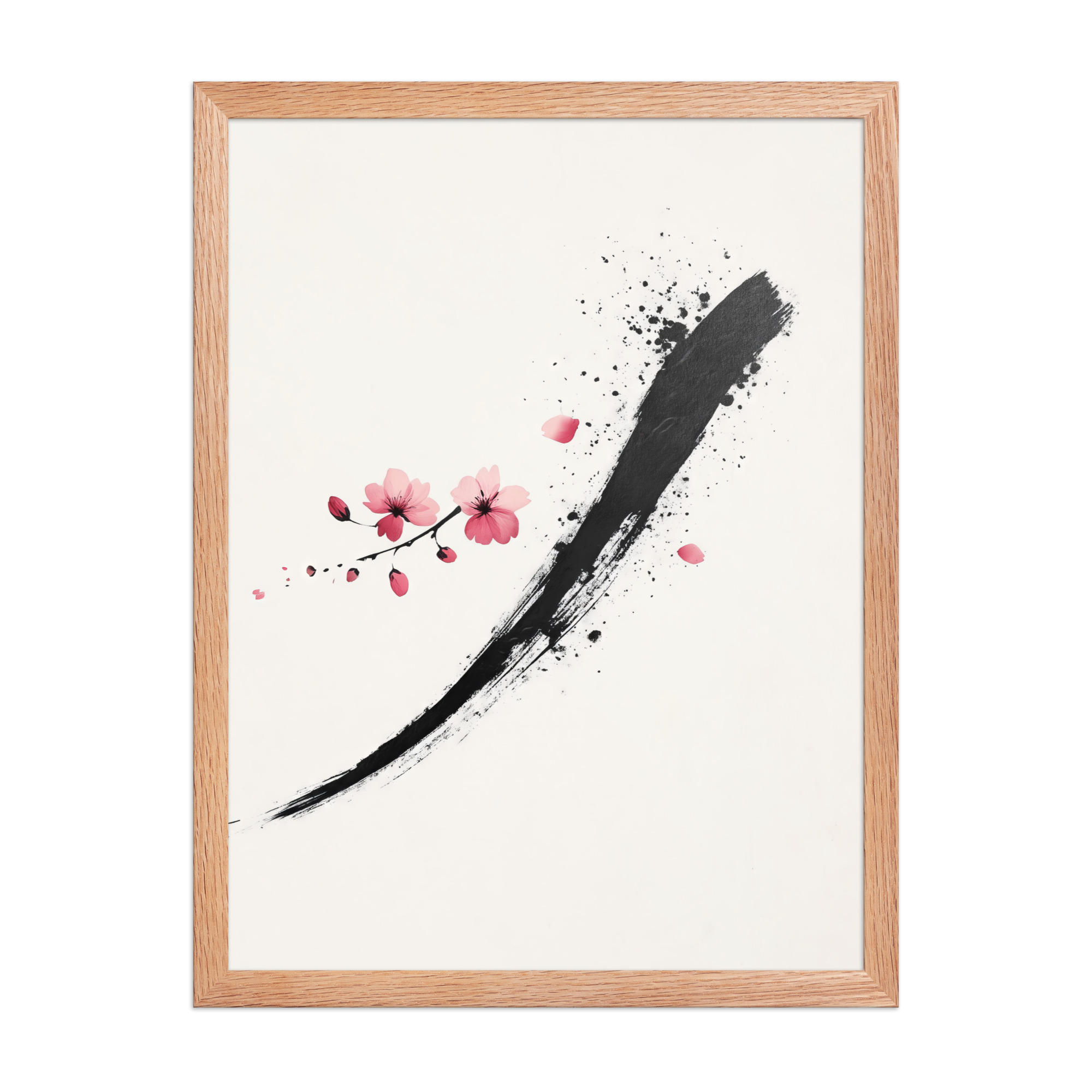 Zen Blossom Stroke — Minimal Cherry Blossom Sumi-e Brush Wall Art — Framed Poster - Image 9