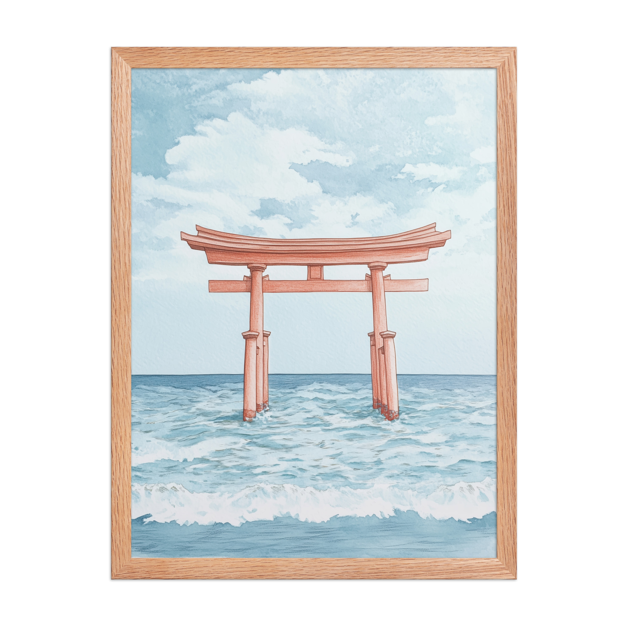 Torii Gate Waves — Coastal Shinto Shrine Wall Decor — Framed Poster - Image 14
