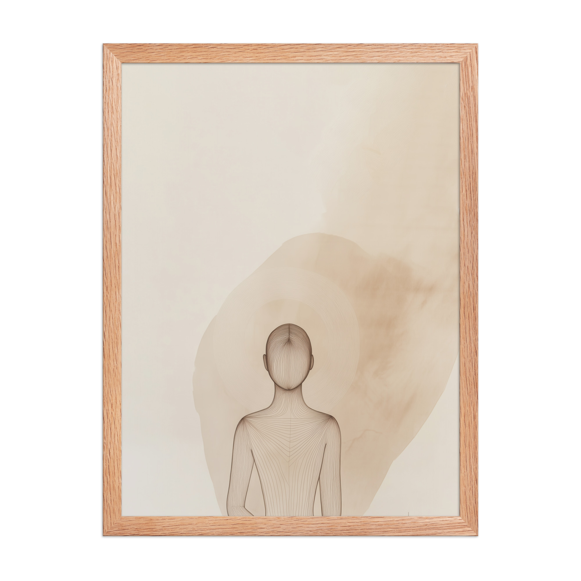 Inner Light – Minimalist Meditation Figure Japandi Wall Art – Framed Poster - Image 14
