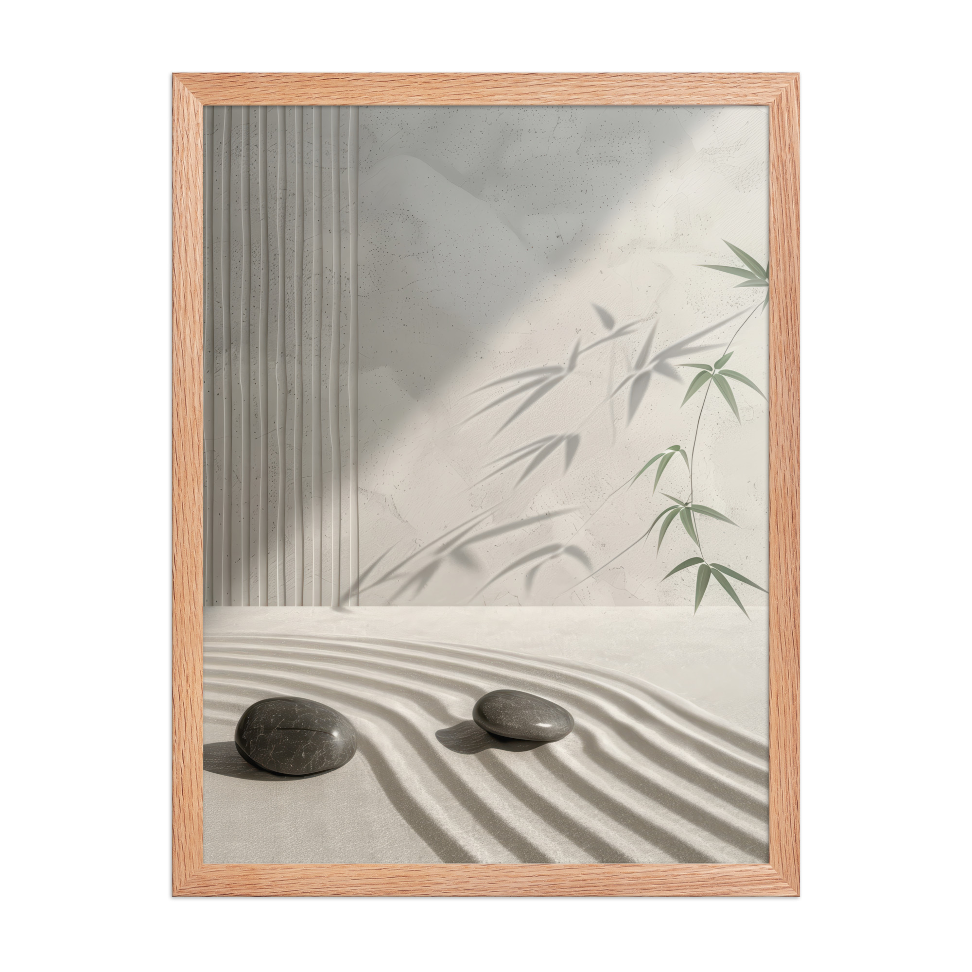 Bamboo Shadow Zen Garden Light & Shadow Japandi Wall Art – Framed Poster - Image 8