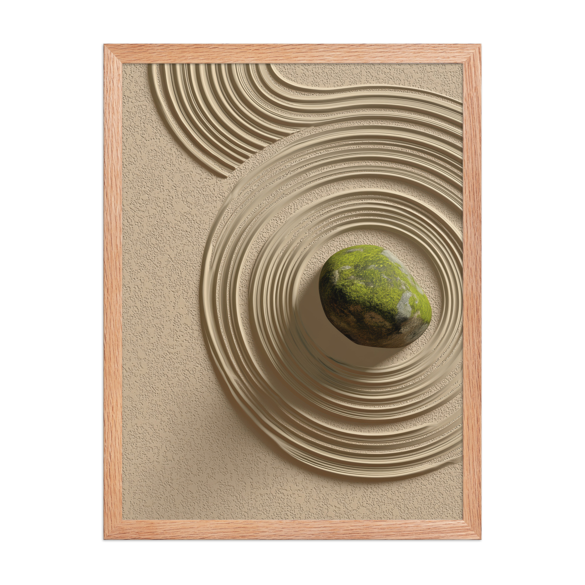Zen Garden Harmony – Moss Stone I Minimal Wall Art – Framed Poster - Image 12