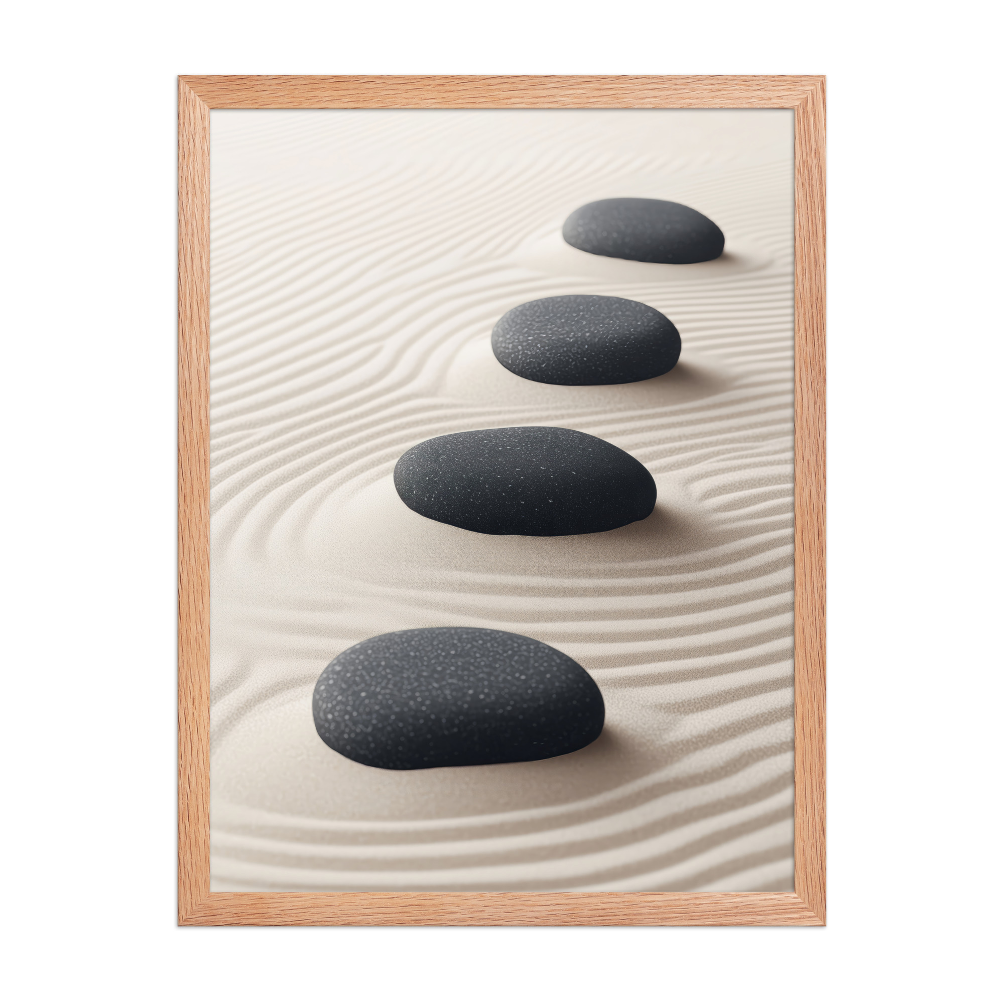 Zen Balance – Charcoal Stones on Sand Minimal Wall Art – Framed Poster - Image 14