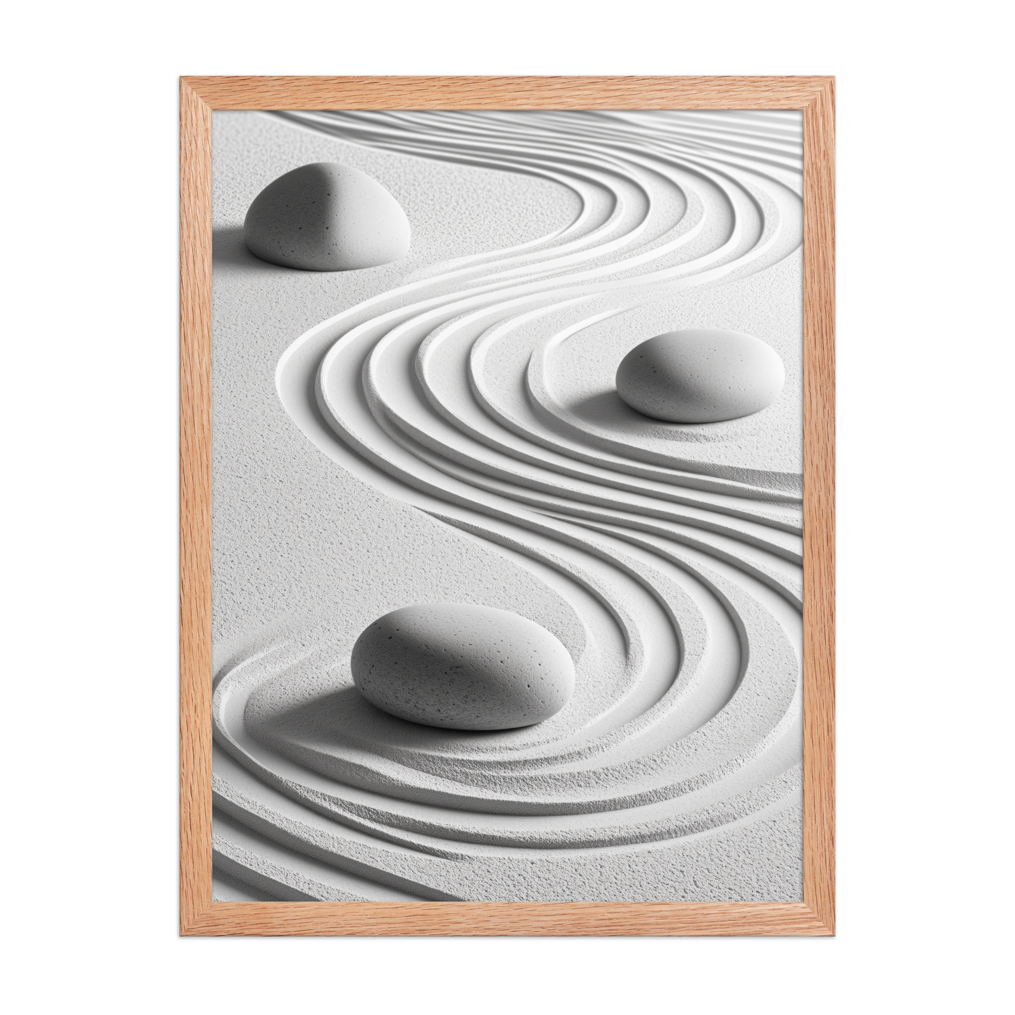 Wabi-Sabi Zen Garden – White Stones & Raked Sand Minimal Art – Framed Poster - Image 5