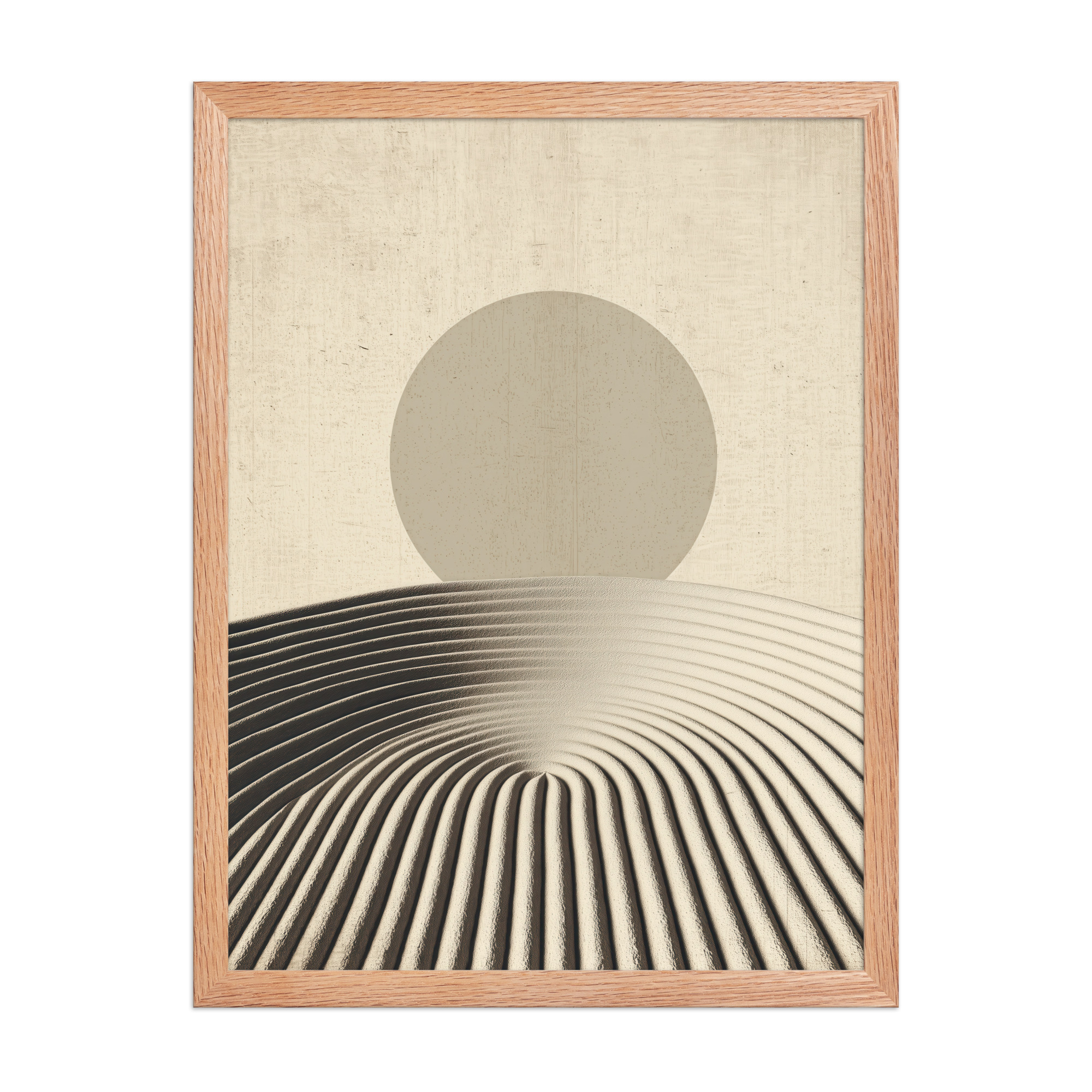 Zen Dune Sun – Raked Sand Dunes with Minimal Sun Wall Art – Framed Poster - Image 14