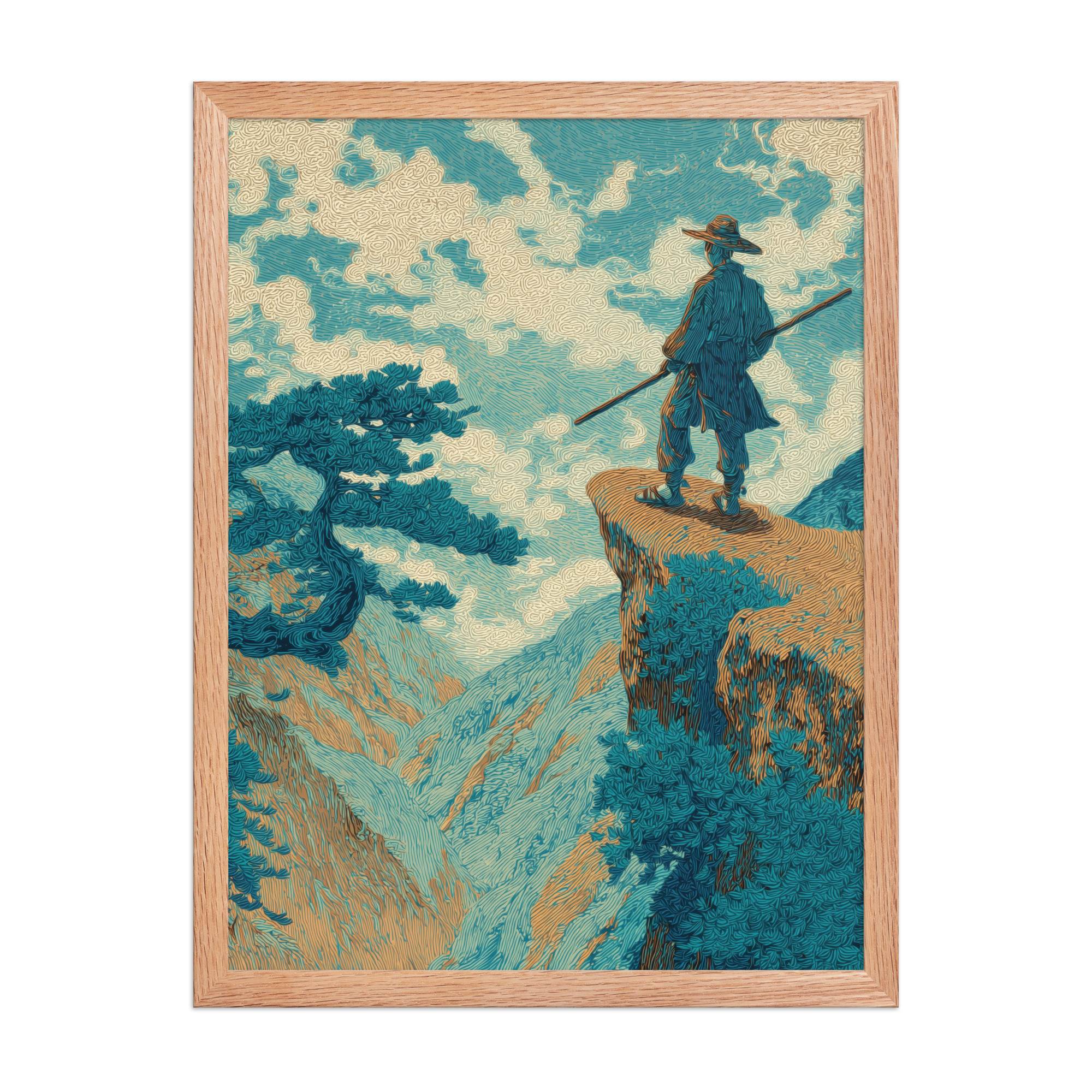 Cliff Wanderer I Hokusai – Vintage Ukiyo-e Cliff Landscape Wall Art – Framed Poster - Image 10